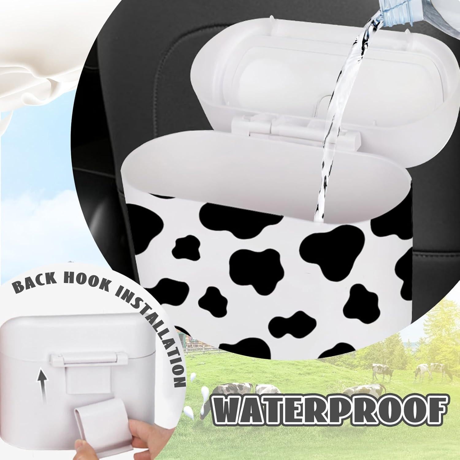 Basurero Automotriz SuperKaKa Blanco con Estampado de Vaca