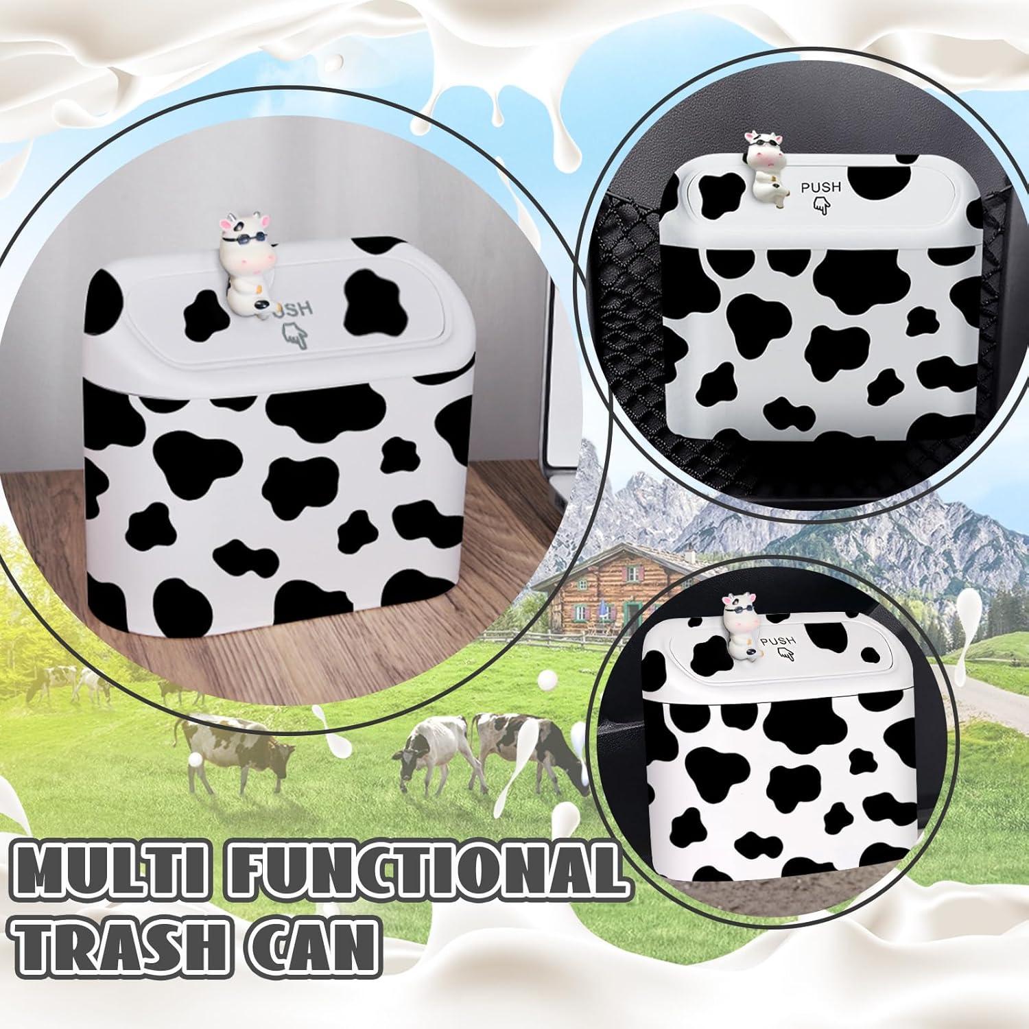 Basurero Automotriz SuperKaKa Blanco con Estampado de Vaca