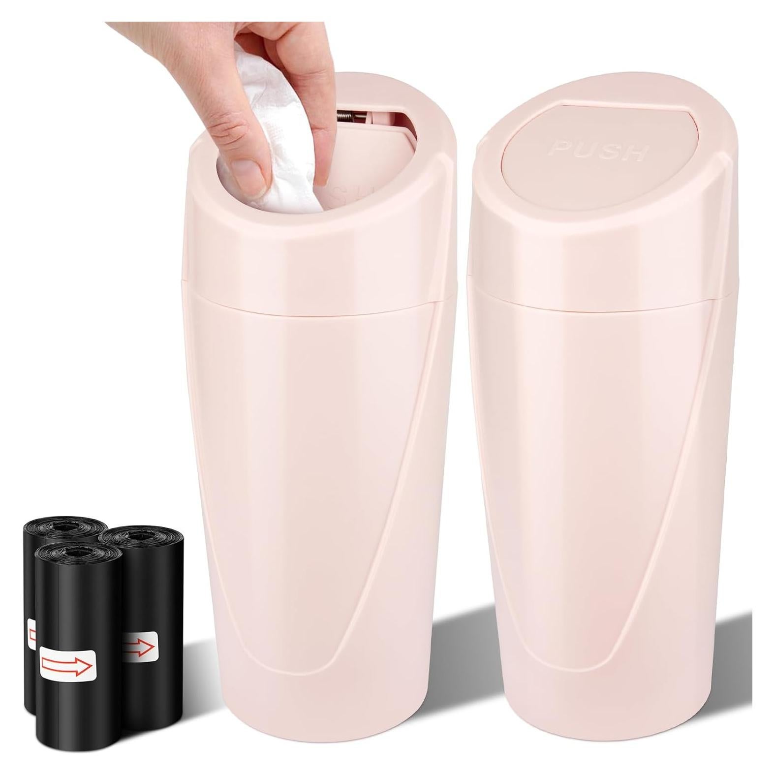 Bote de Basura Mini Suteng para Auto con Tapa - 2 Piezas Rosa