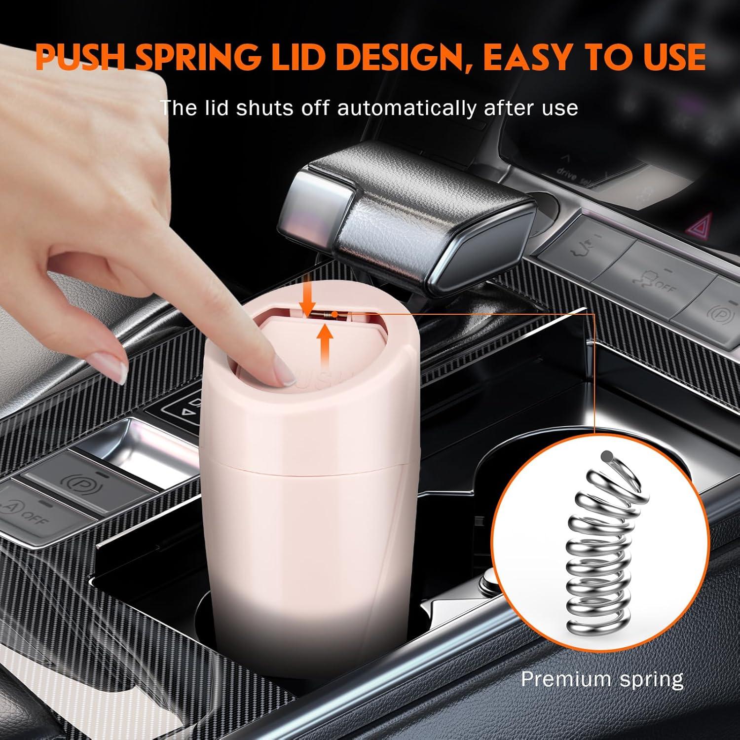 Bote de Basura Mini Suteng para Auto con Tapa - 2 Piezas Rosa