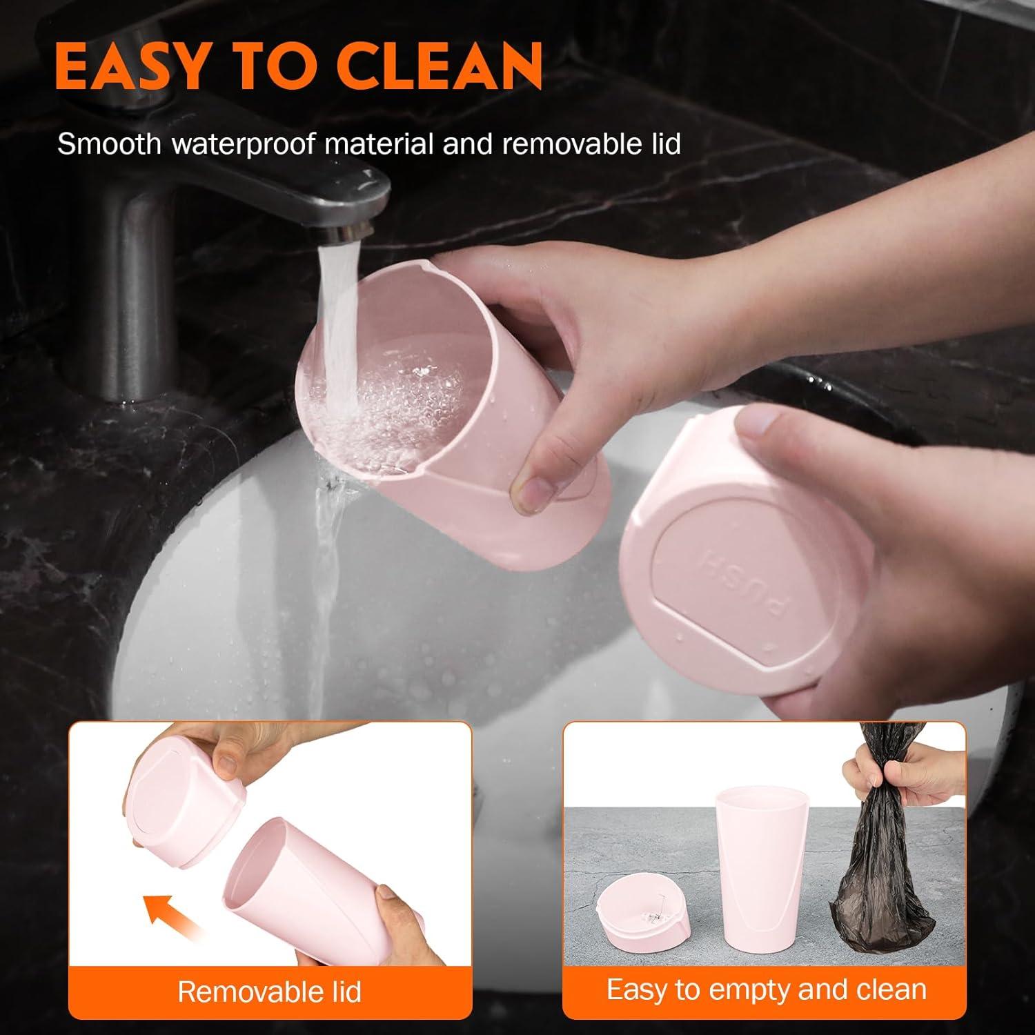 Bote de Basura Mini Suteng para Auto con Tapa - 2 Piezas Rosa