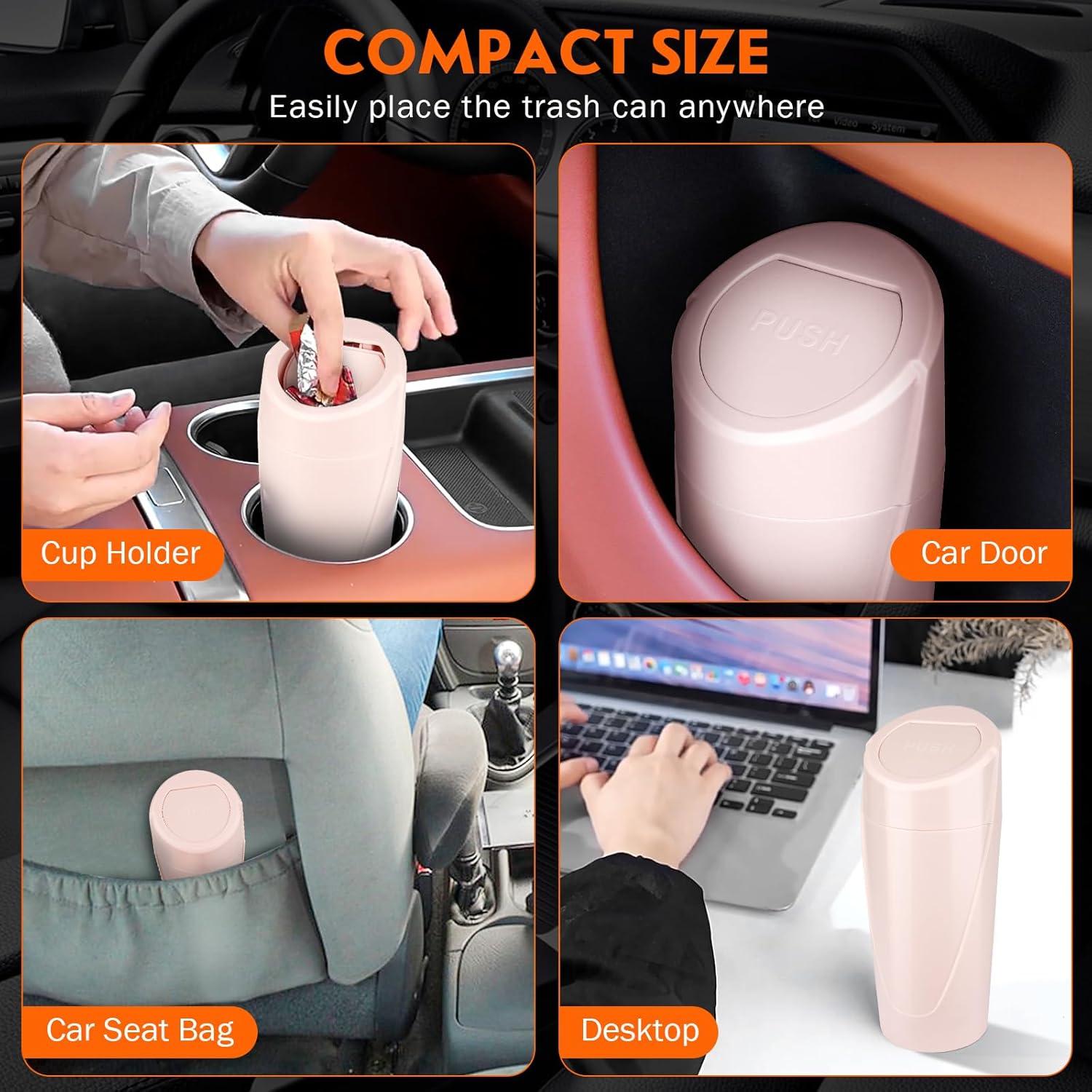 Bote de Basura Mini Suteng para Auto con Tapa - 2 Piezas Rosa