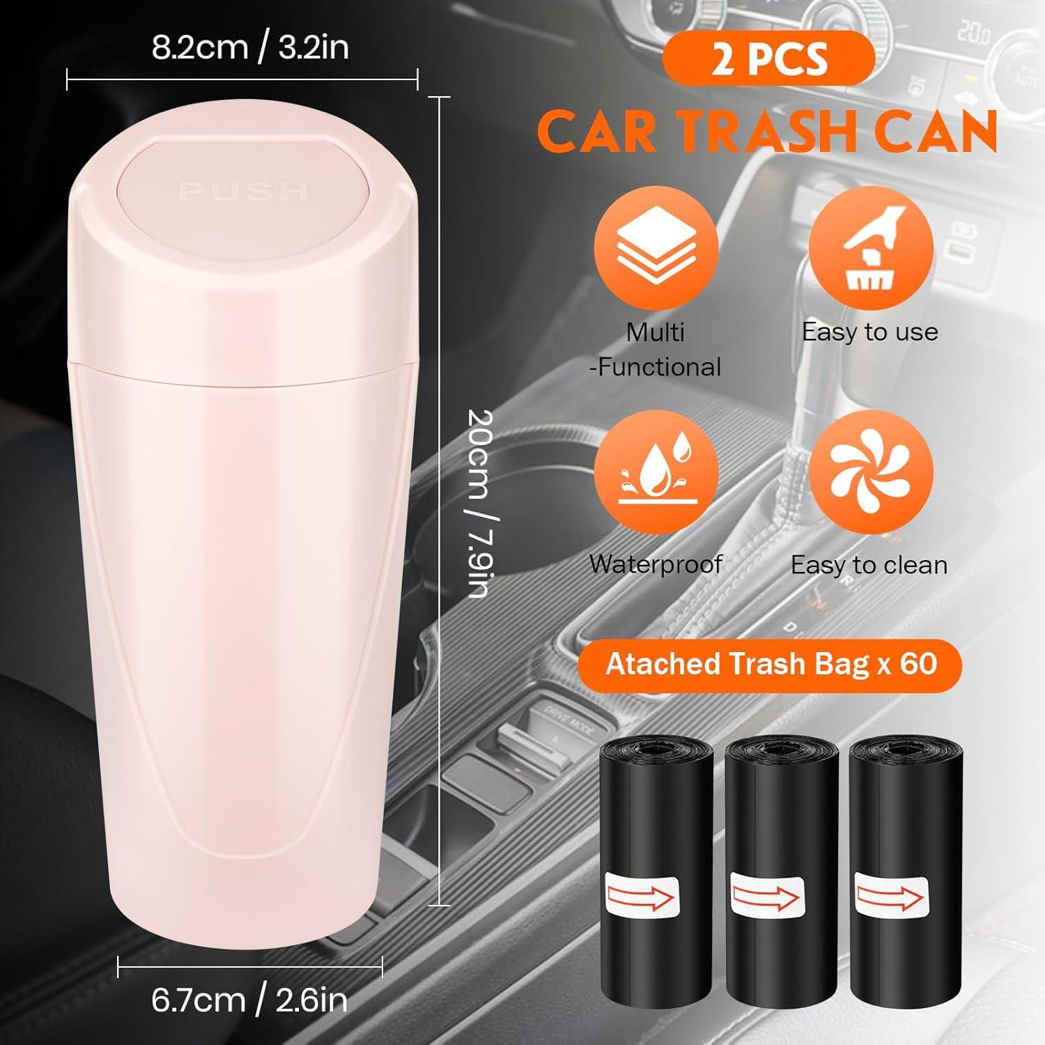 Bote de Basura Mini Suteng para Auto con Tapa - 2 Piezas Rosa