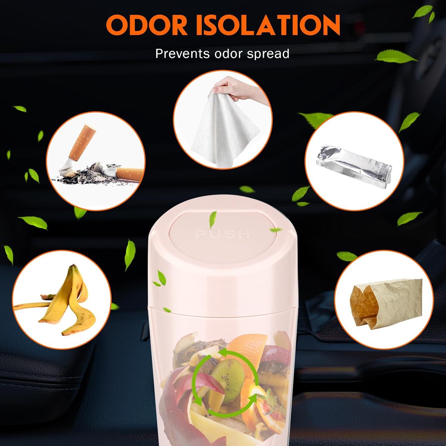 Bote de Basura Mini Suteng para Auto con Tapa - 2 Piezas Rosa