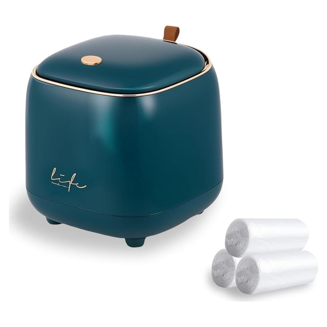 Mini Cubo de Basura con Tapa ShenZhen 2.2L Verde Oscuro