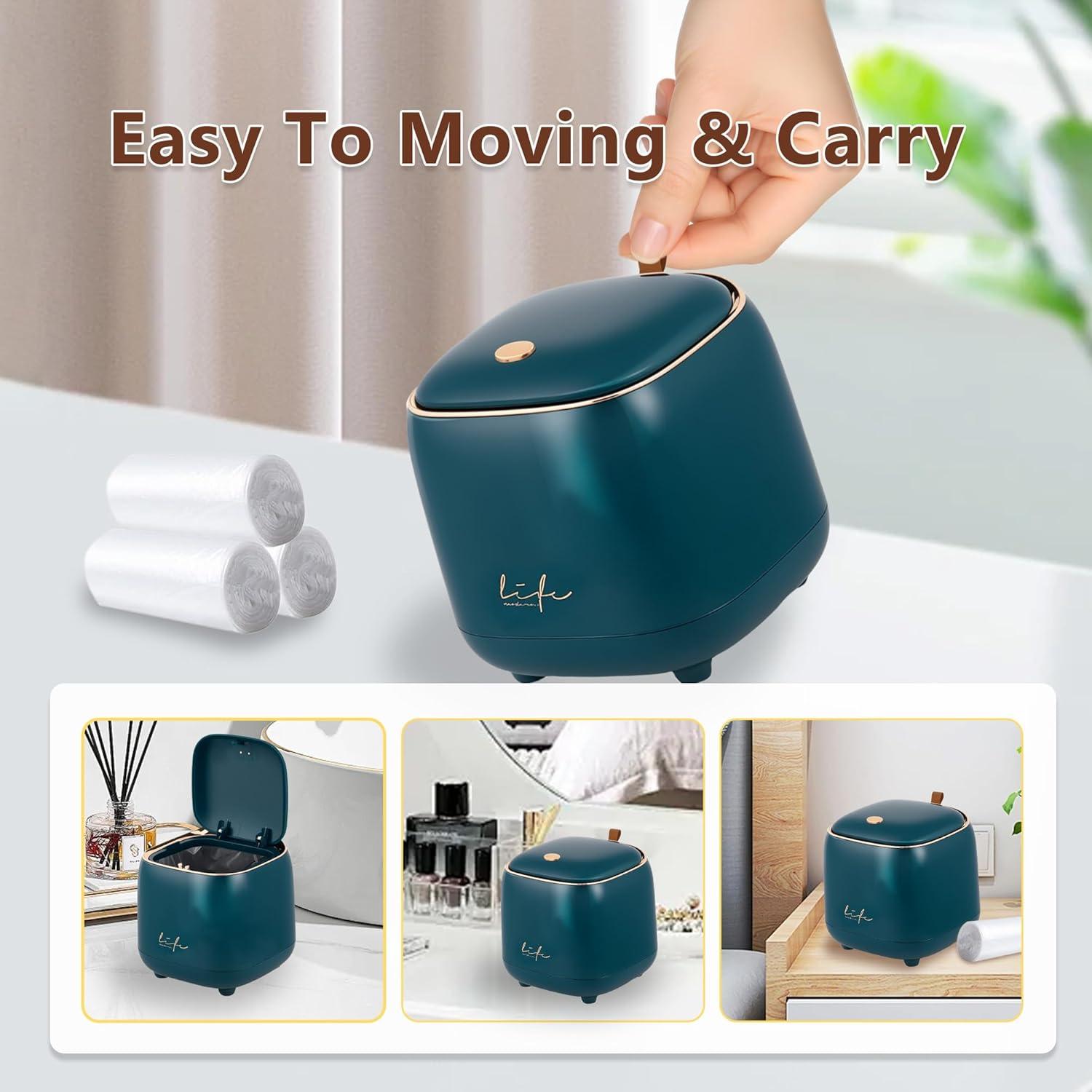 Mini Cubo de Basura con Tapa ShenZhen 2.2L Verde Oscuro