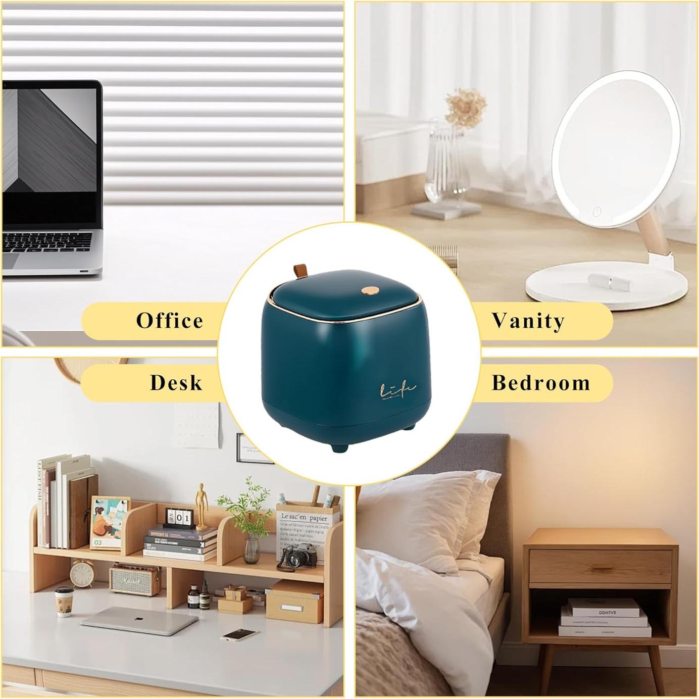 Mini Cubo de Basura con Tapa ShenZhen 2.2L Verde Oscuro