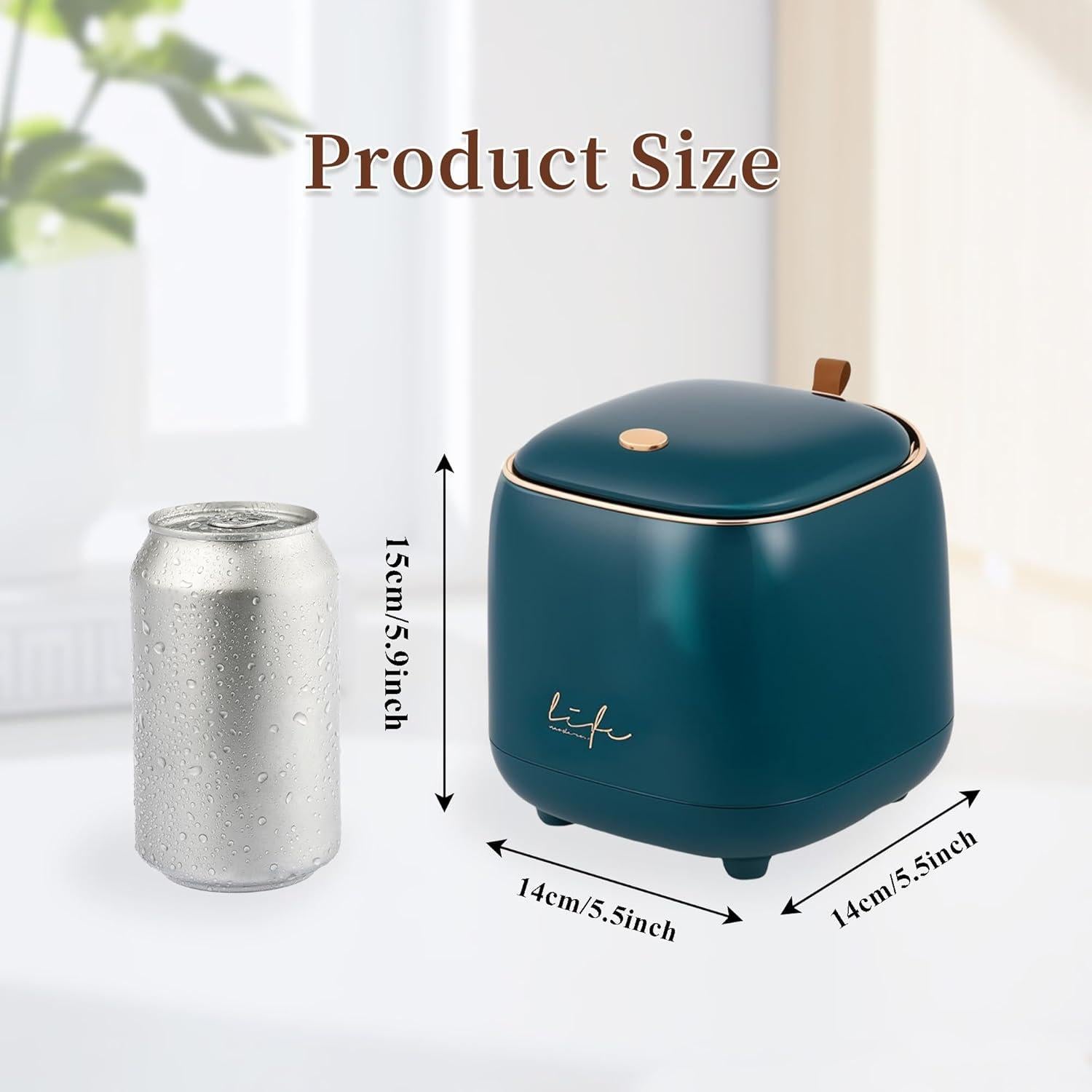 Mini Cubo de Basura con Tapa ShenZhen 2.2L Verde Oscuro