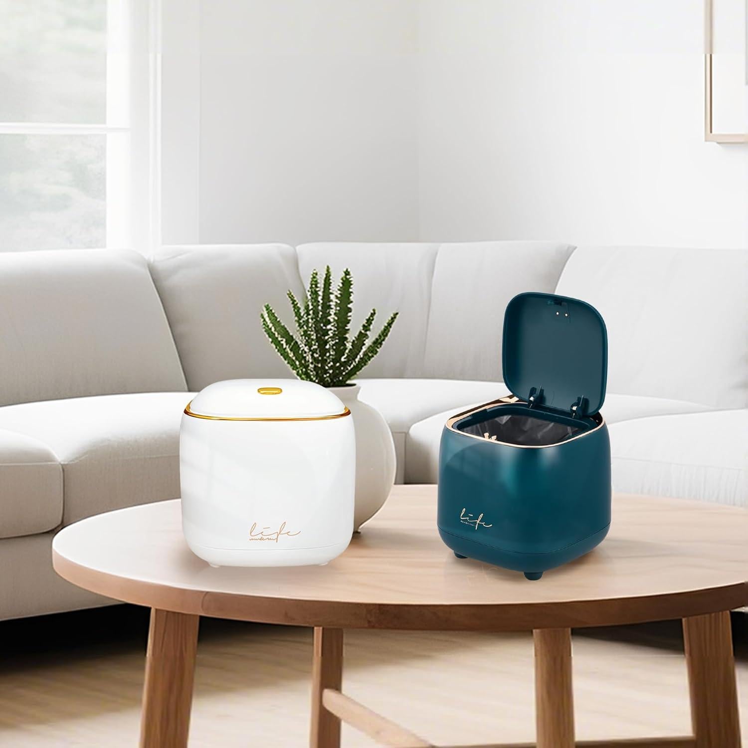 Mini Cubo de Basura con Tapa ShenZhen 2.2L Verde Oscuro