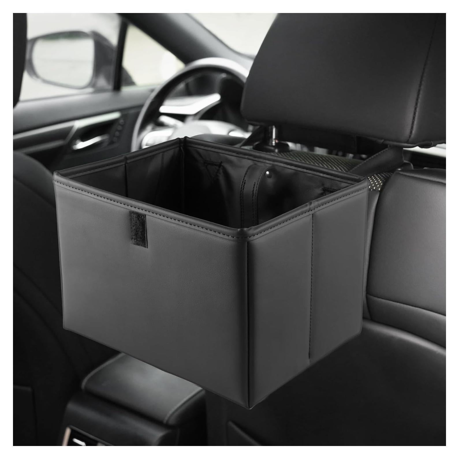 Basurero de Cuero Premium UYYE para Auto - Organizador 2-en-1