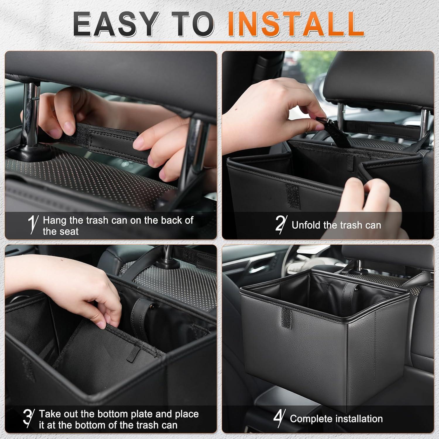 Basurero de Cuero Premium UYYE para Auto - Organizador 2-en-1