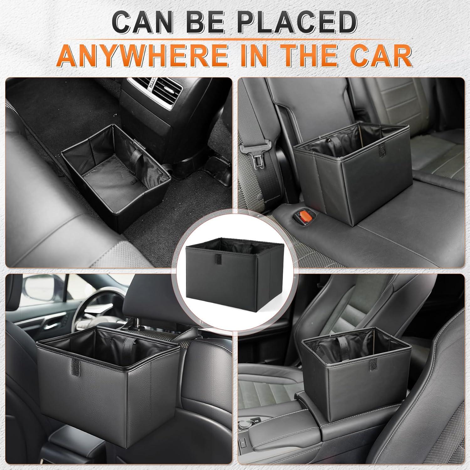 Basurero de Cuero Premium UYYE para Auto - Organizador 2-en-1