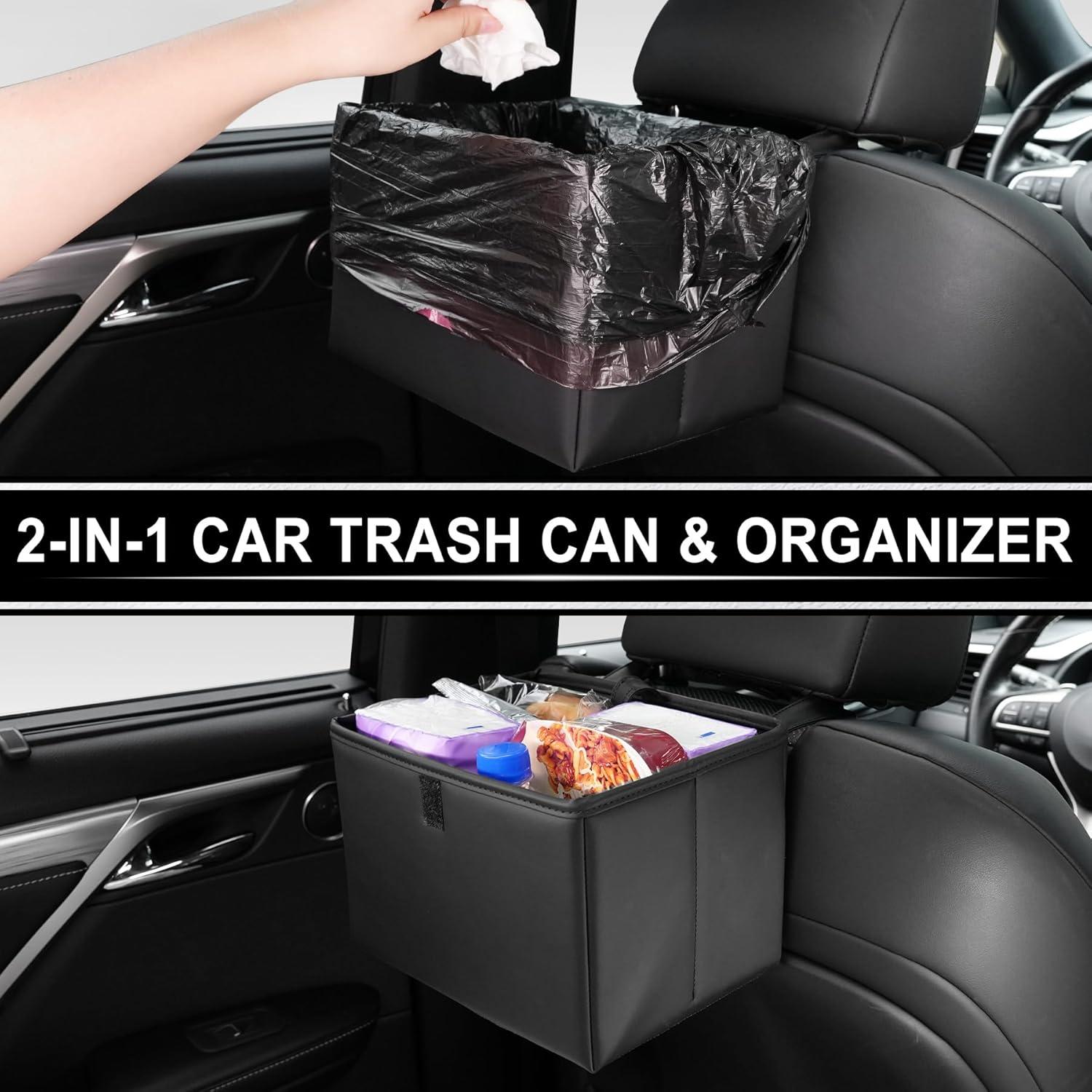 Basurero de Cuero Premium UYYE para Auto - Organizador 2-en-1