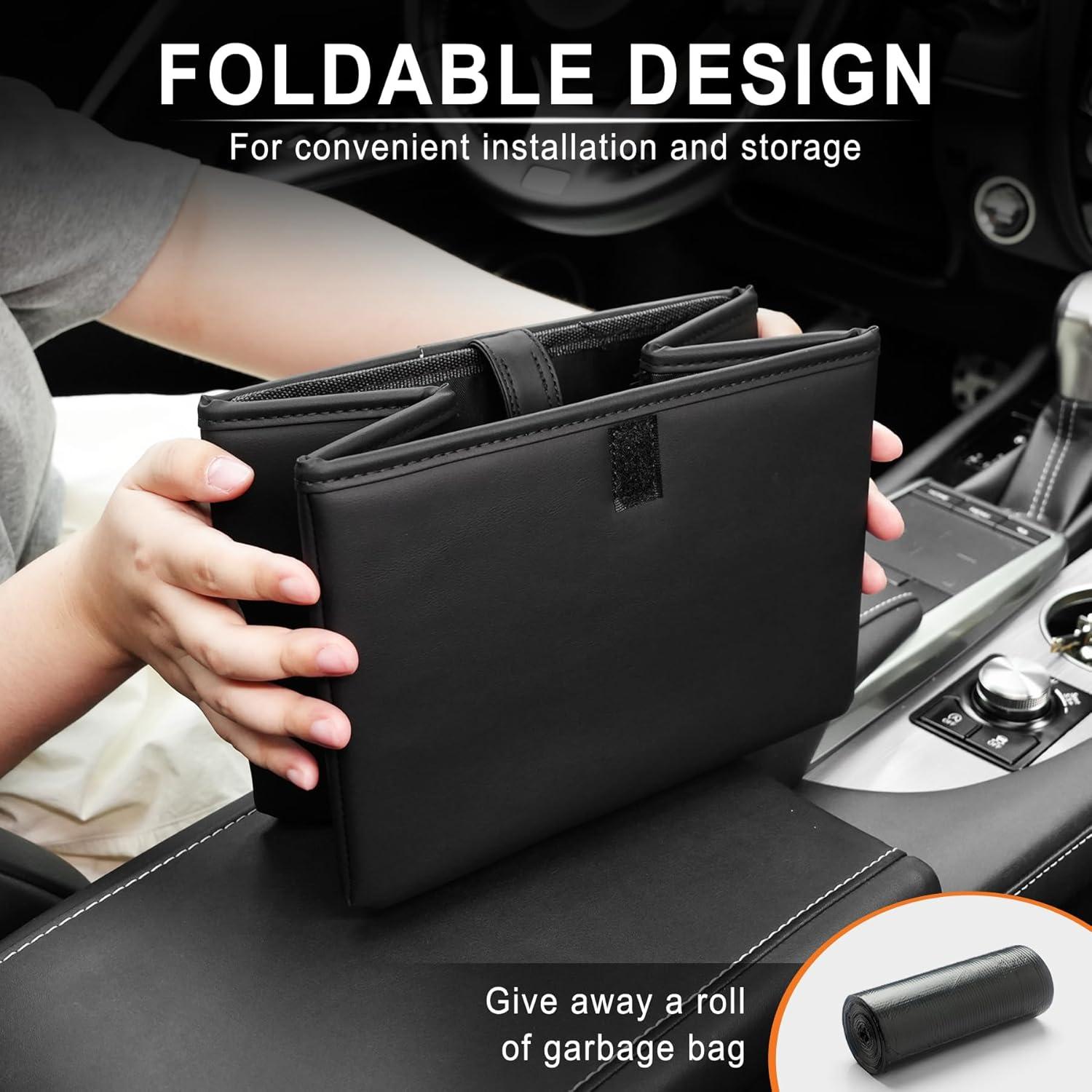 Basurero de Cuero Premium UYYE para Auto - Organizador 2-en-1