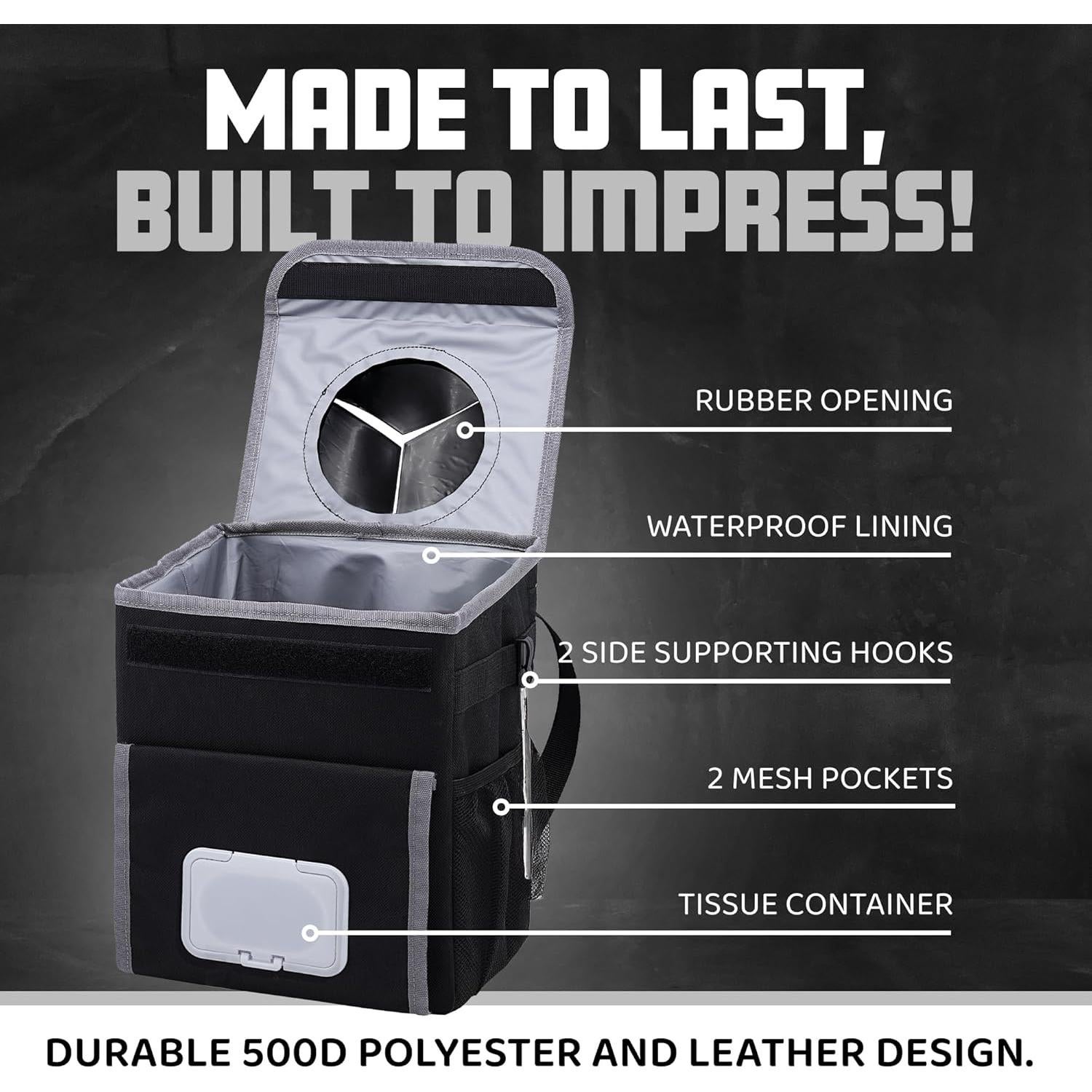 Basurero de Auto Eco Hygieia 9L Impermeable con Bolsillos