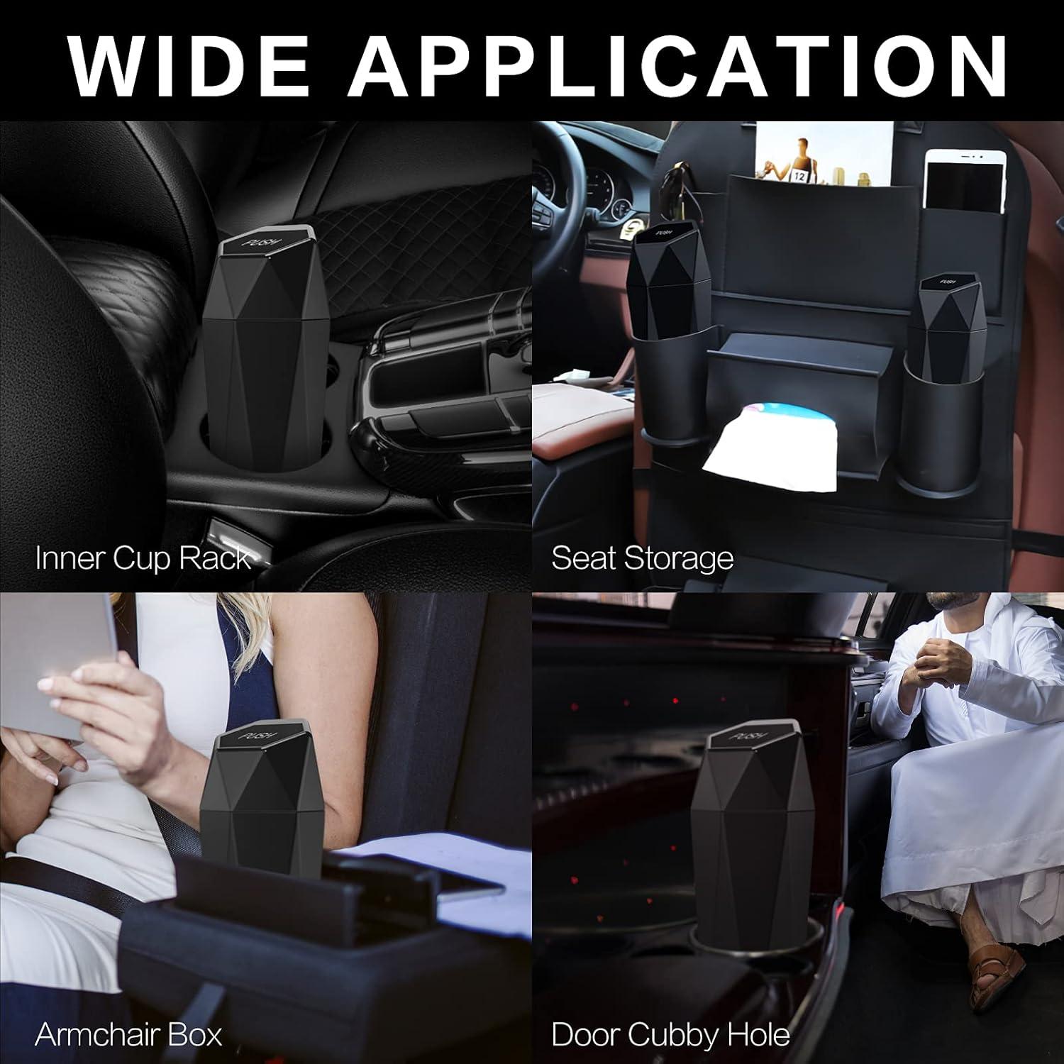 Basurero de Coche SZEOF 600ml Negro con Tapa Rebatible