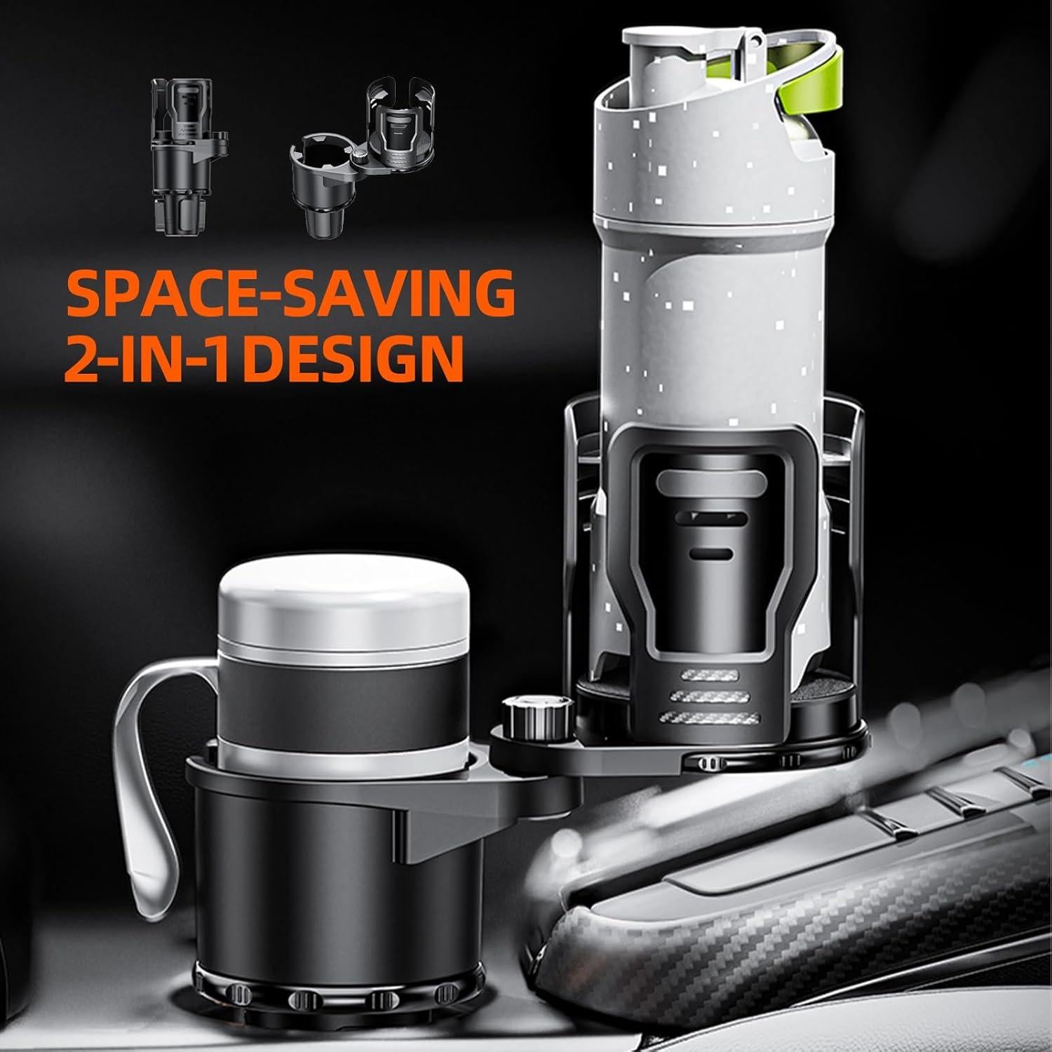 Soporte Organizador de Tazas Ajustable Elecphbo 2-en-1 Negro