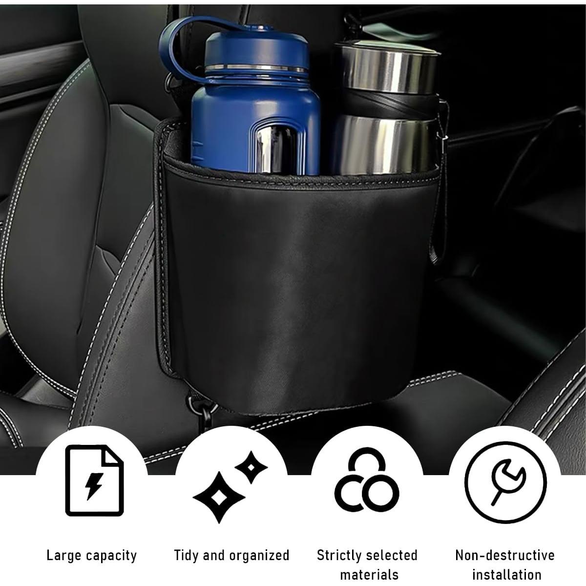 Soporte Lateral para Tazas de Auto Povtii - Grande, Negro, 19x13x20 cm