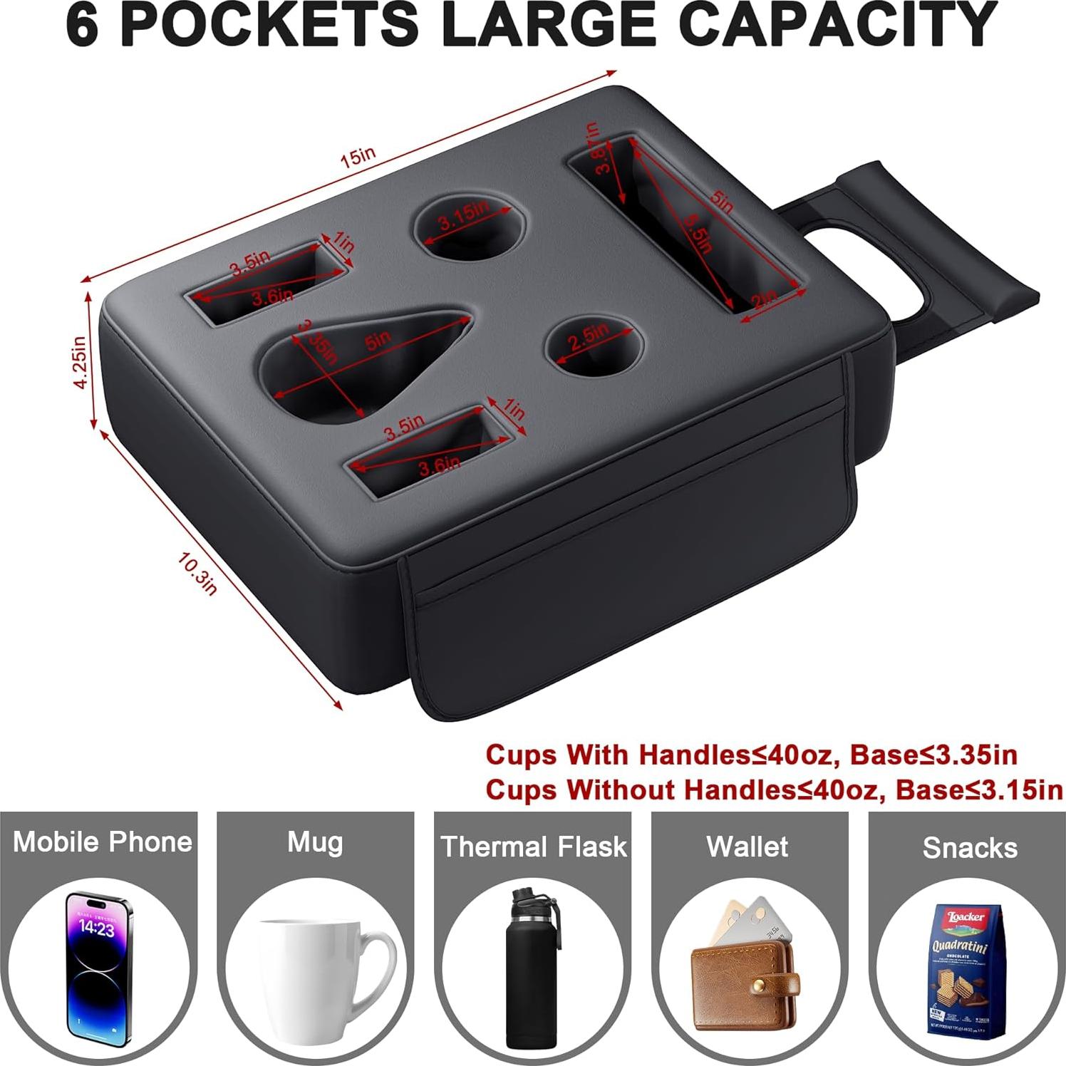 Soporte para Tazas de Auto PICURA 6 en 1 Cuero PU Negro