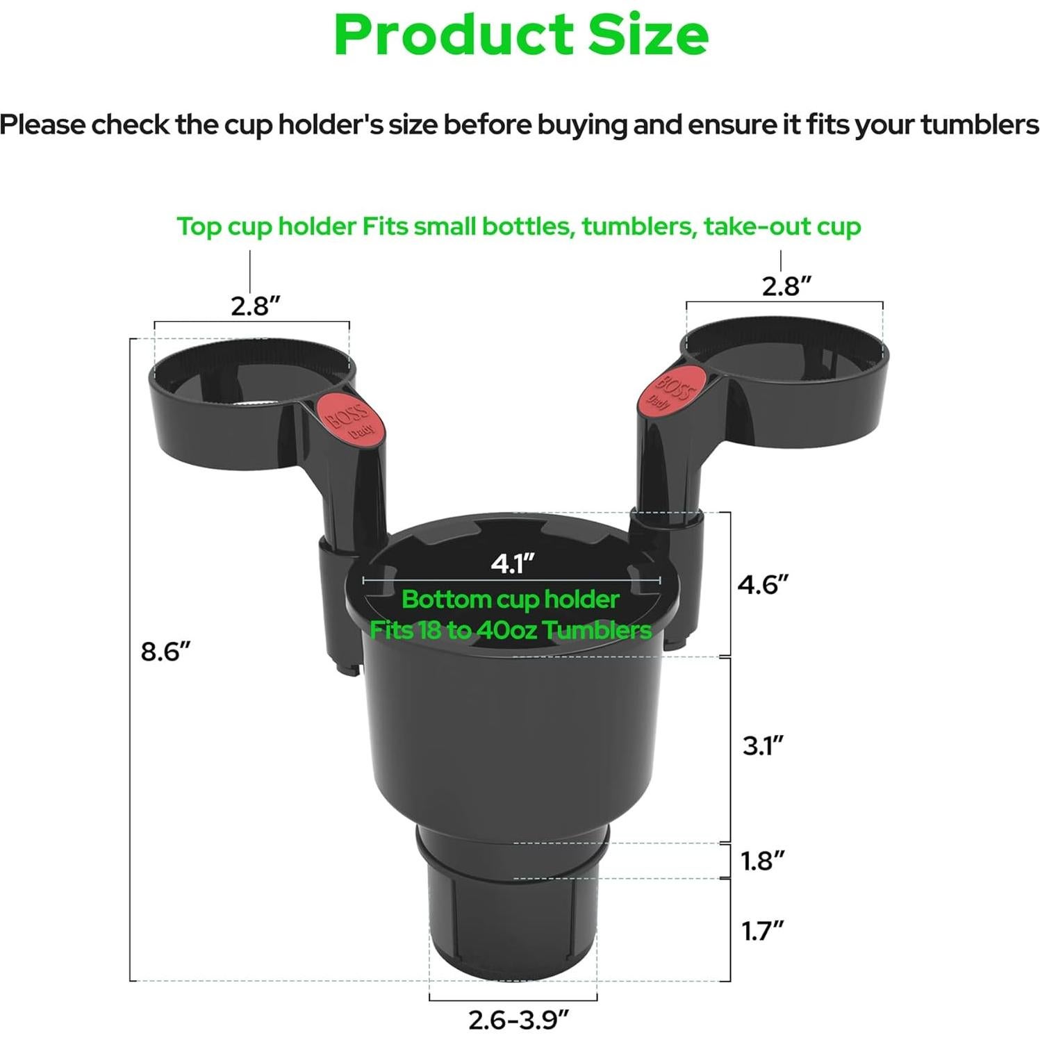 Soporte para Tazas de Coche BOSS DADY Triple Ajustable