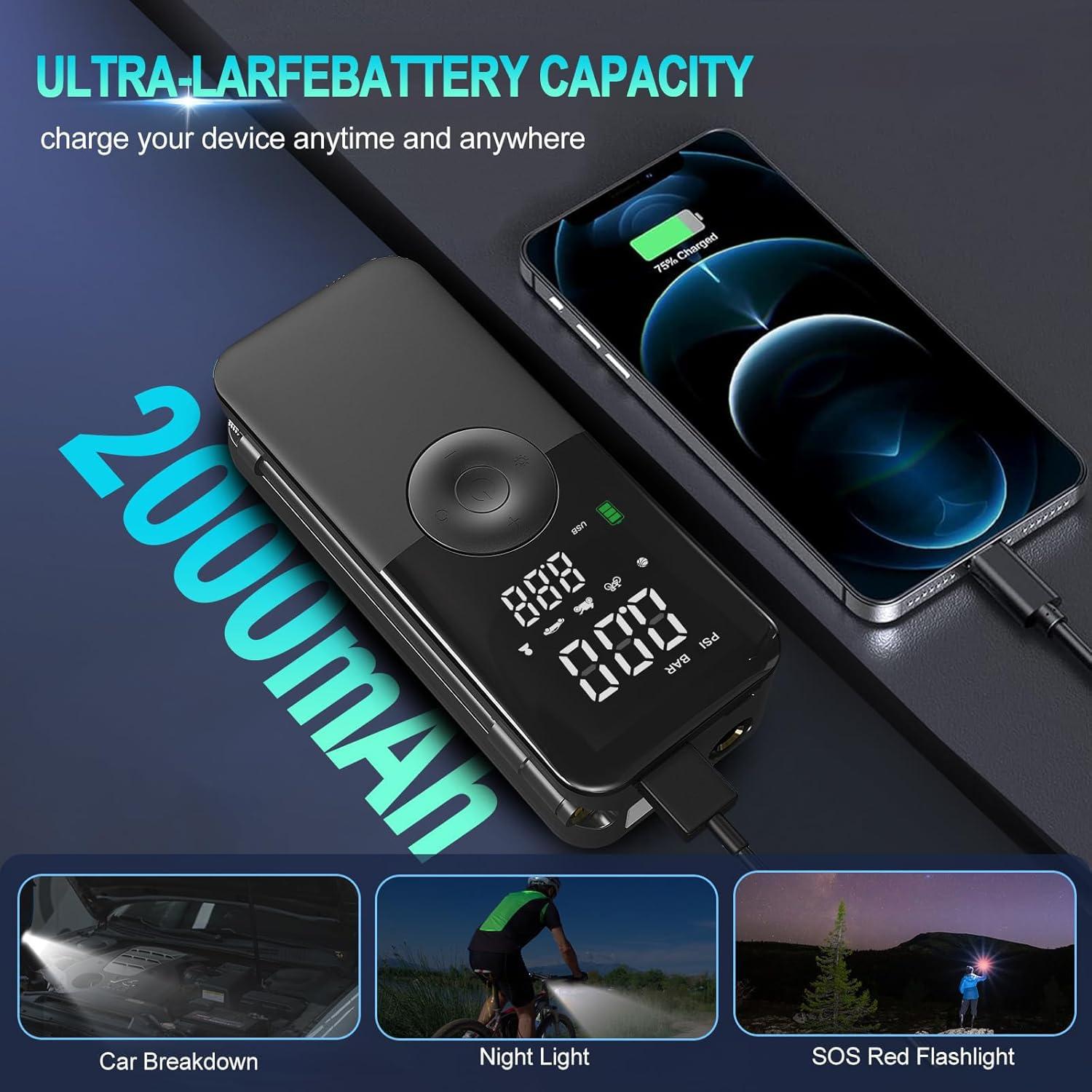 Compresor de Aire Portátil TECBOT A8 150PSI para Neumáticos