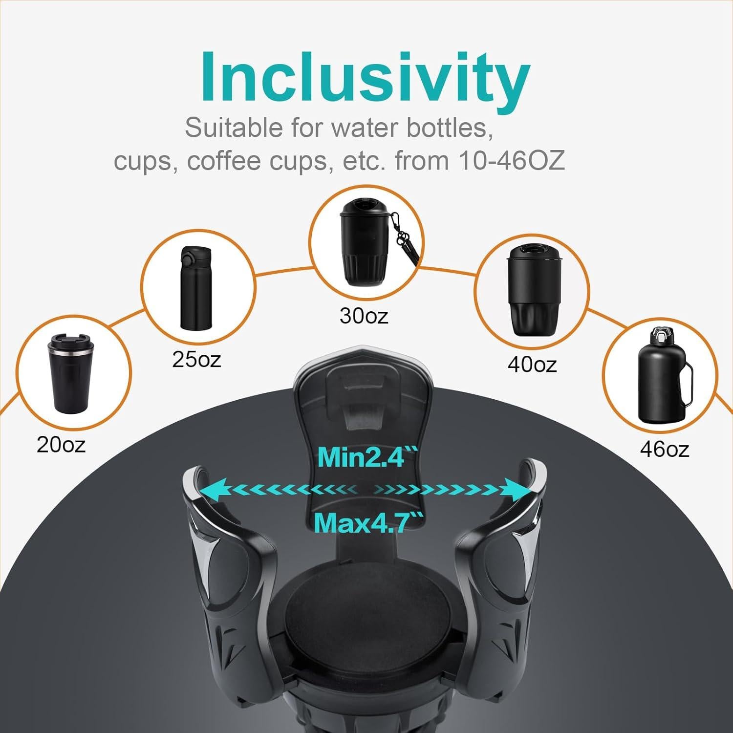 Soporte para Tazas de Auto Eclatify Ajustable Negro 23 cm