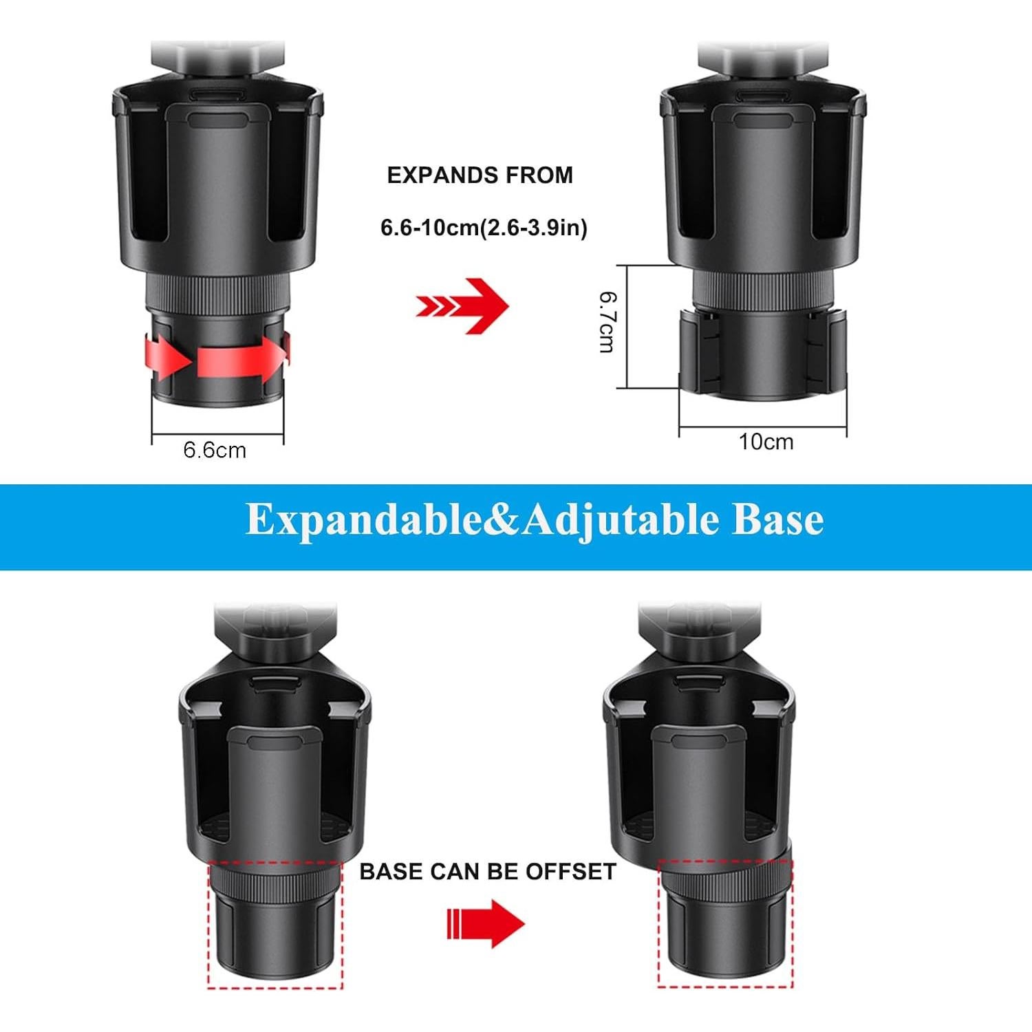 Bandeja para Portavasos de Coche Yziixi 2 en 1 Ajustable 24.9 cm