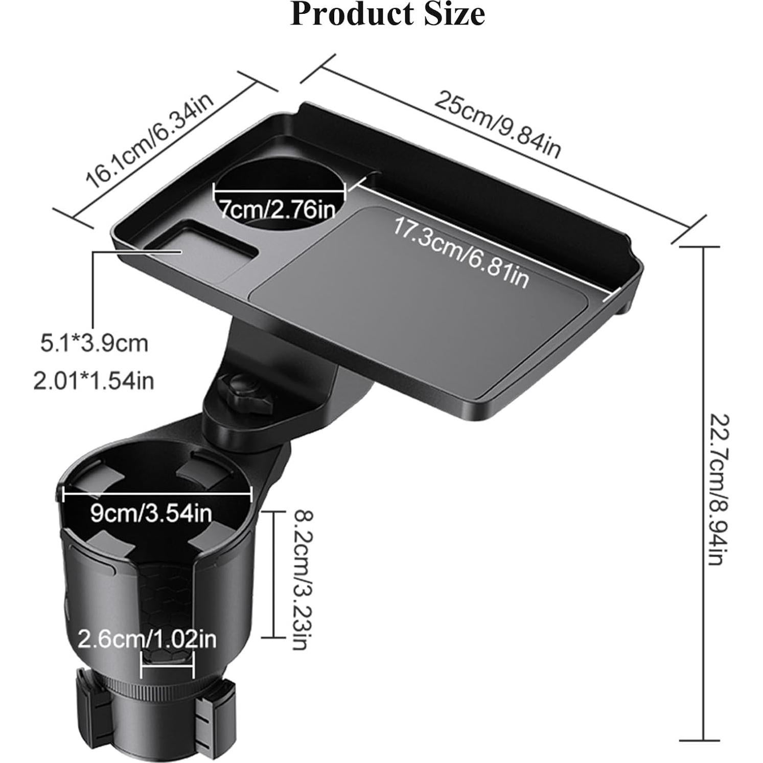 Bandeja para Portavasos de Coche Yziixi 2 en 1 Ajustable 24.9 cm