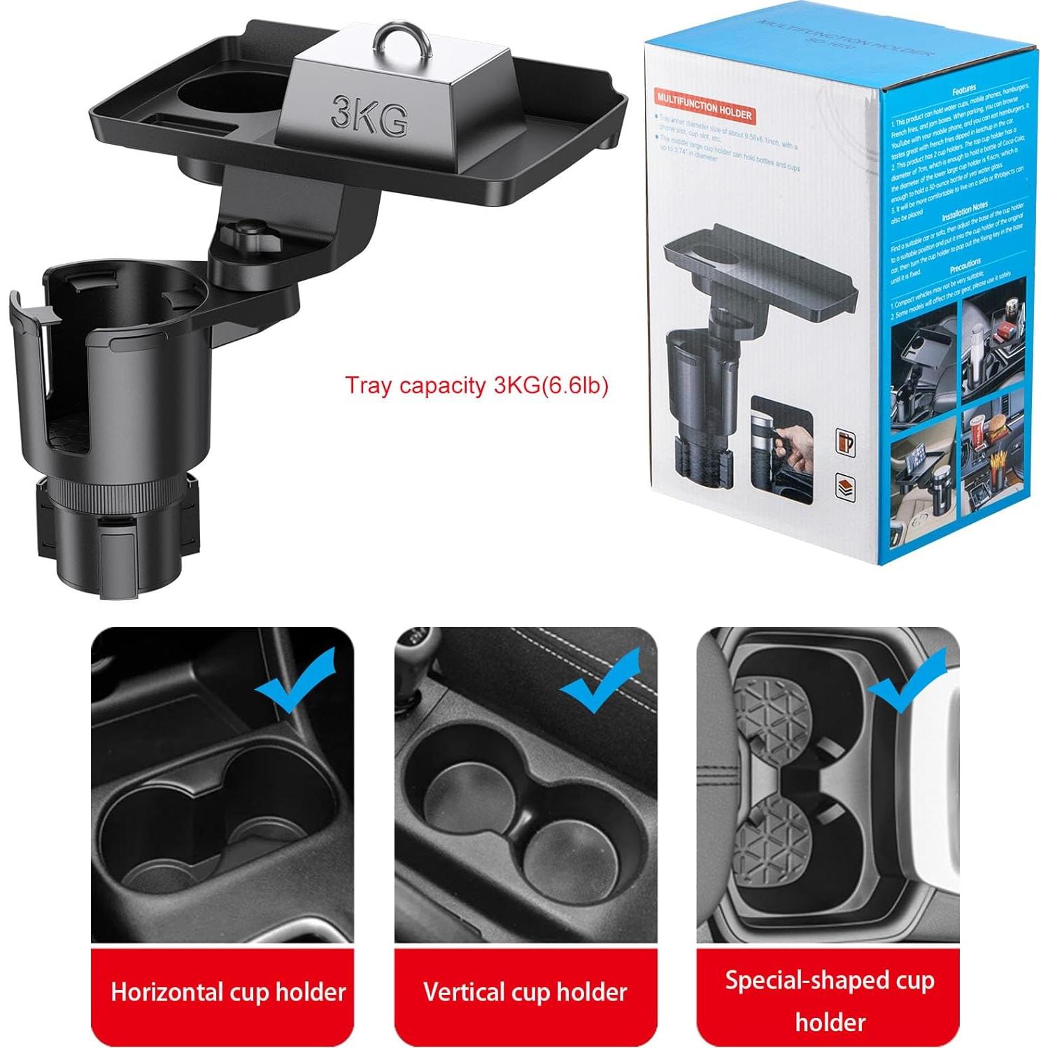 Bandeja para Portavasos de Coche Yziixi 2 en 1 Ajustable 24.9 cm