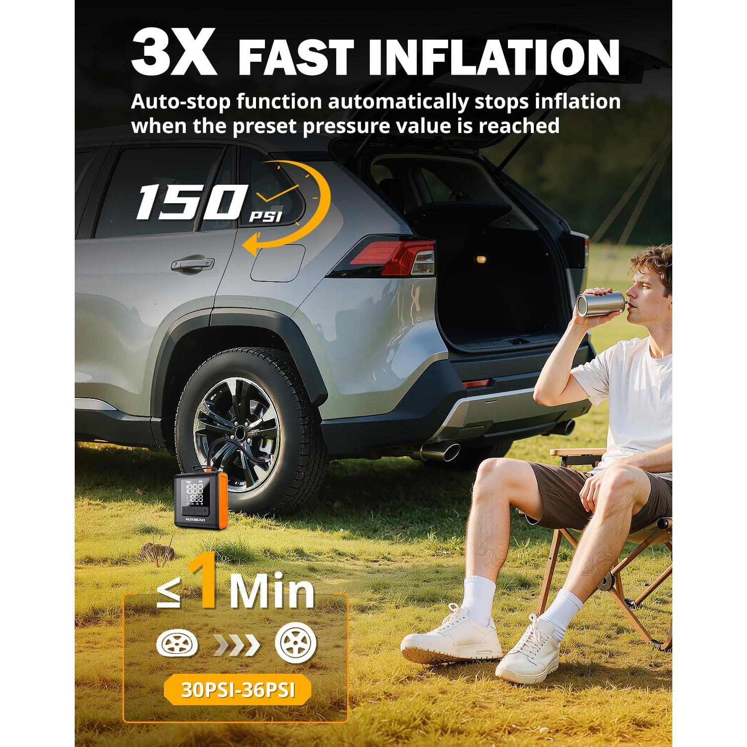Inflador de Neumáticos Auxbeam H4Pro 150PSI Portátil 12V