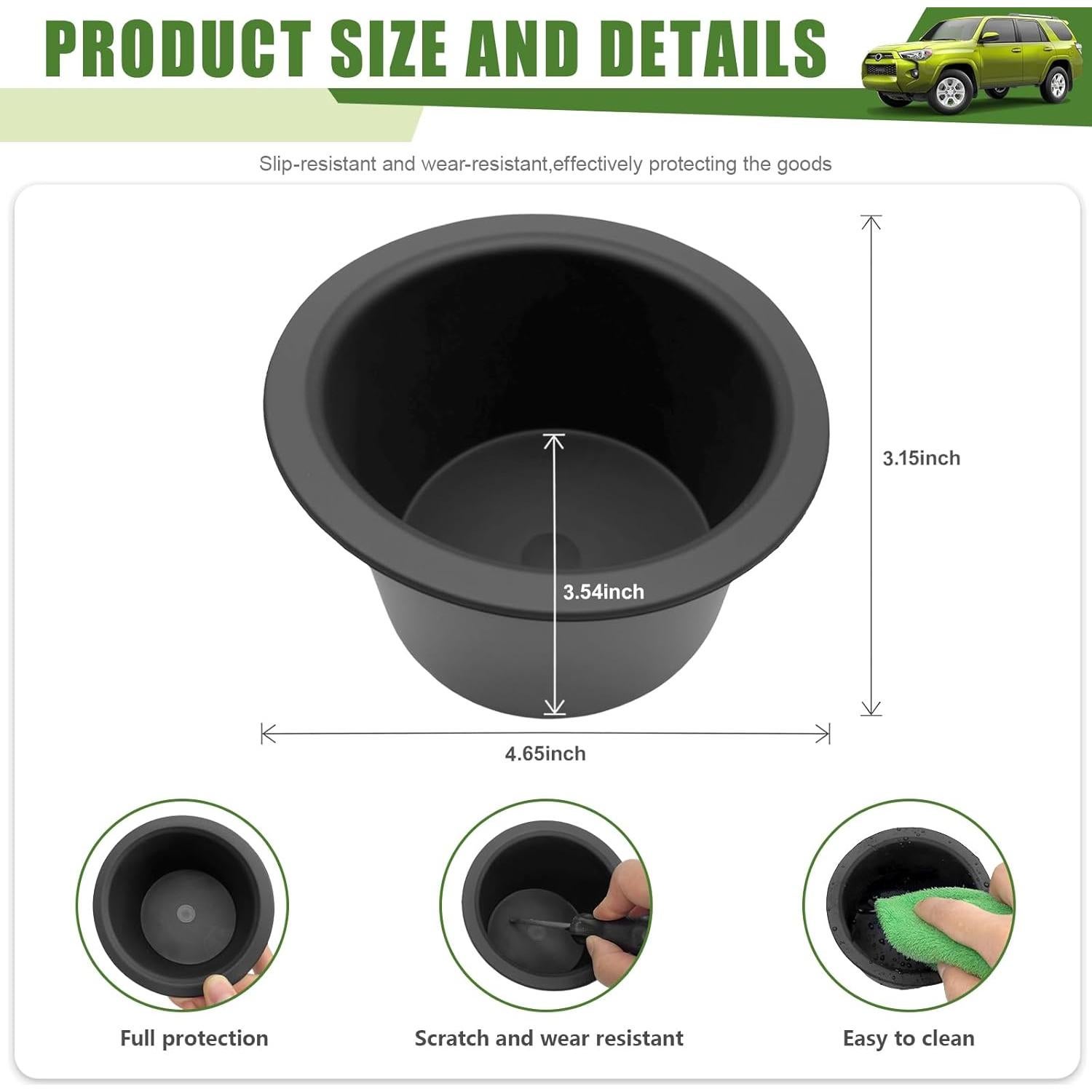 Inserto para Portavasos Qyebbk Toyota 4Runner 2010-2024 Negro