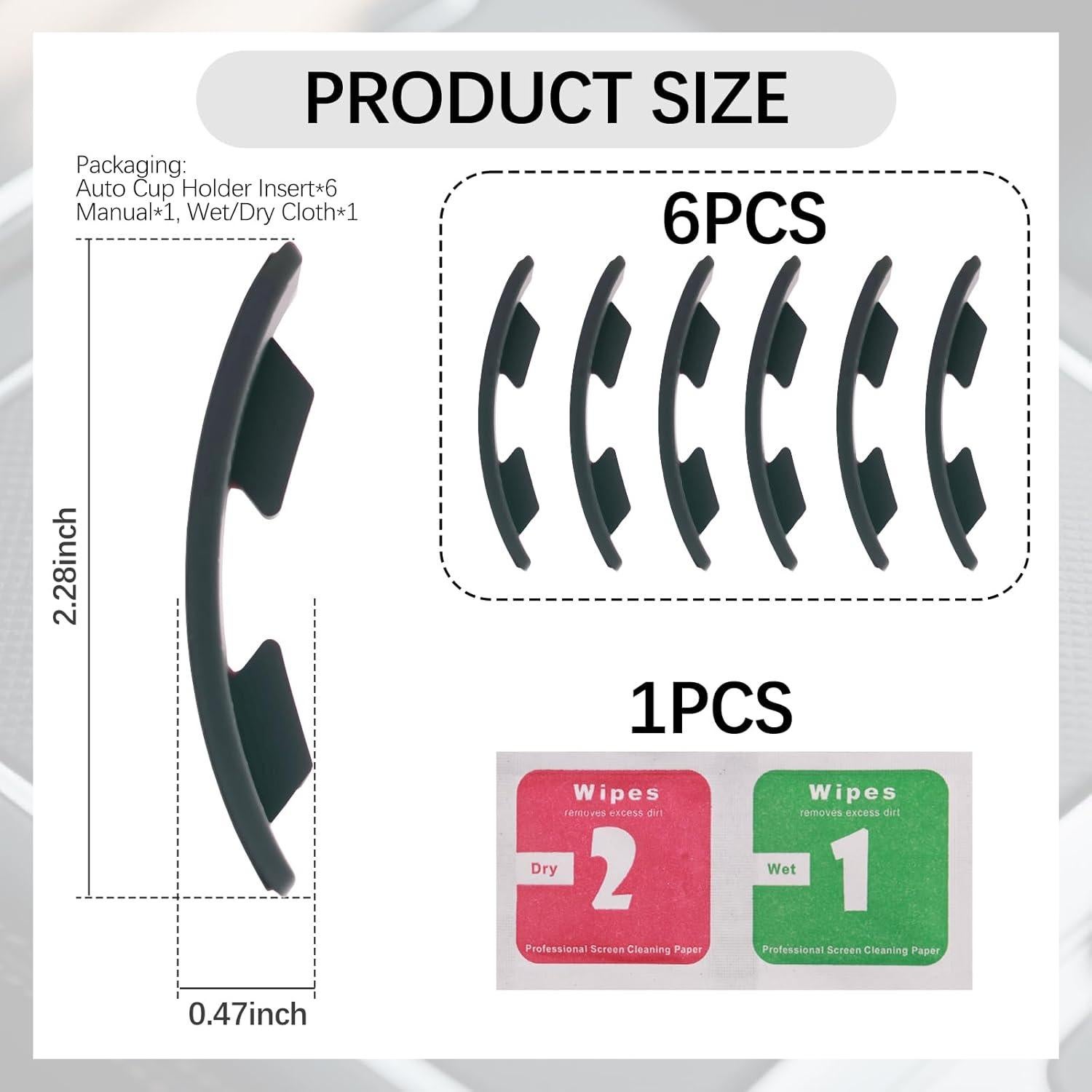 6 Inserciones de Silicona para Portavasos de Coche YGDMD