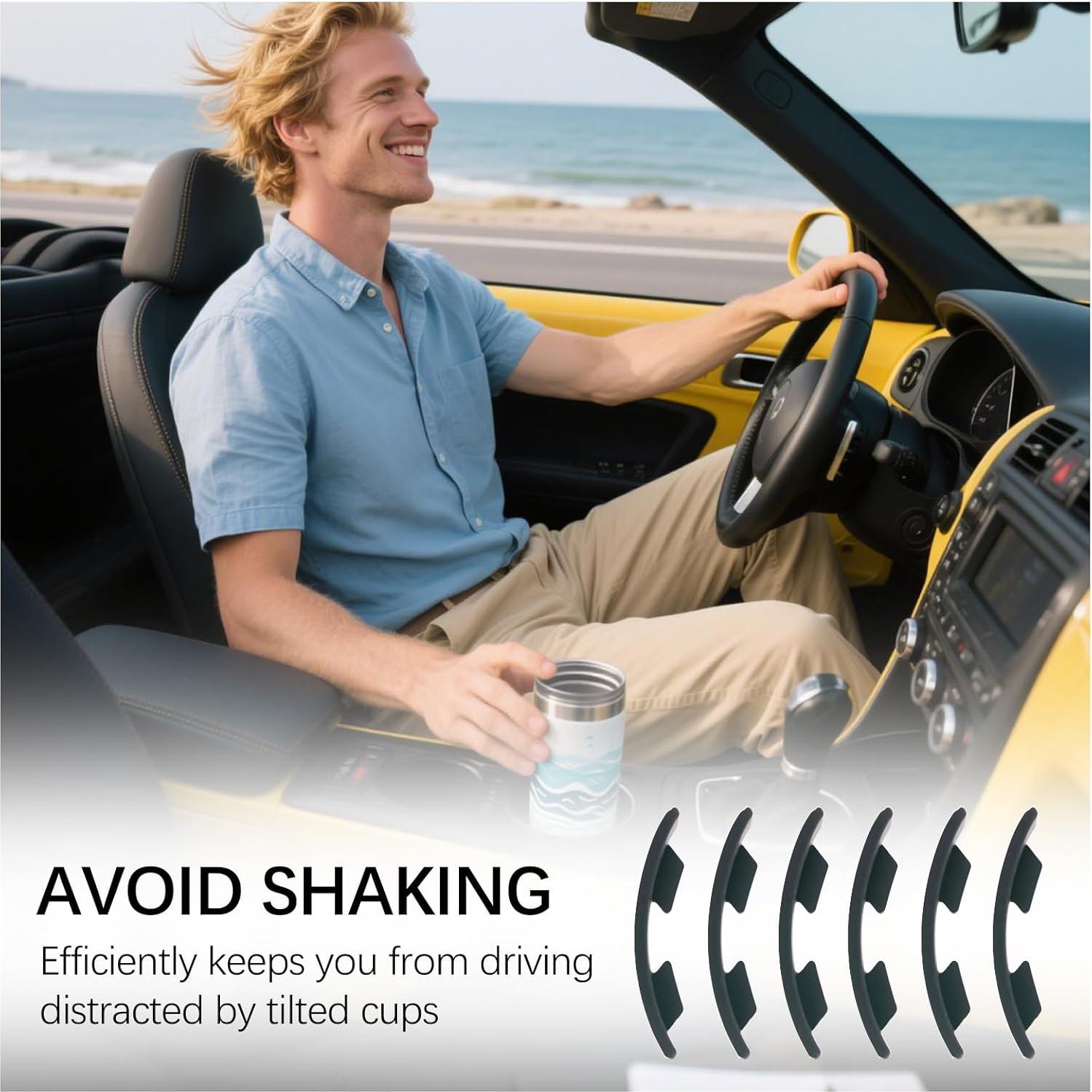 6 Inserciones de Silicona para Portavasos de Coche YGDMD