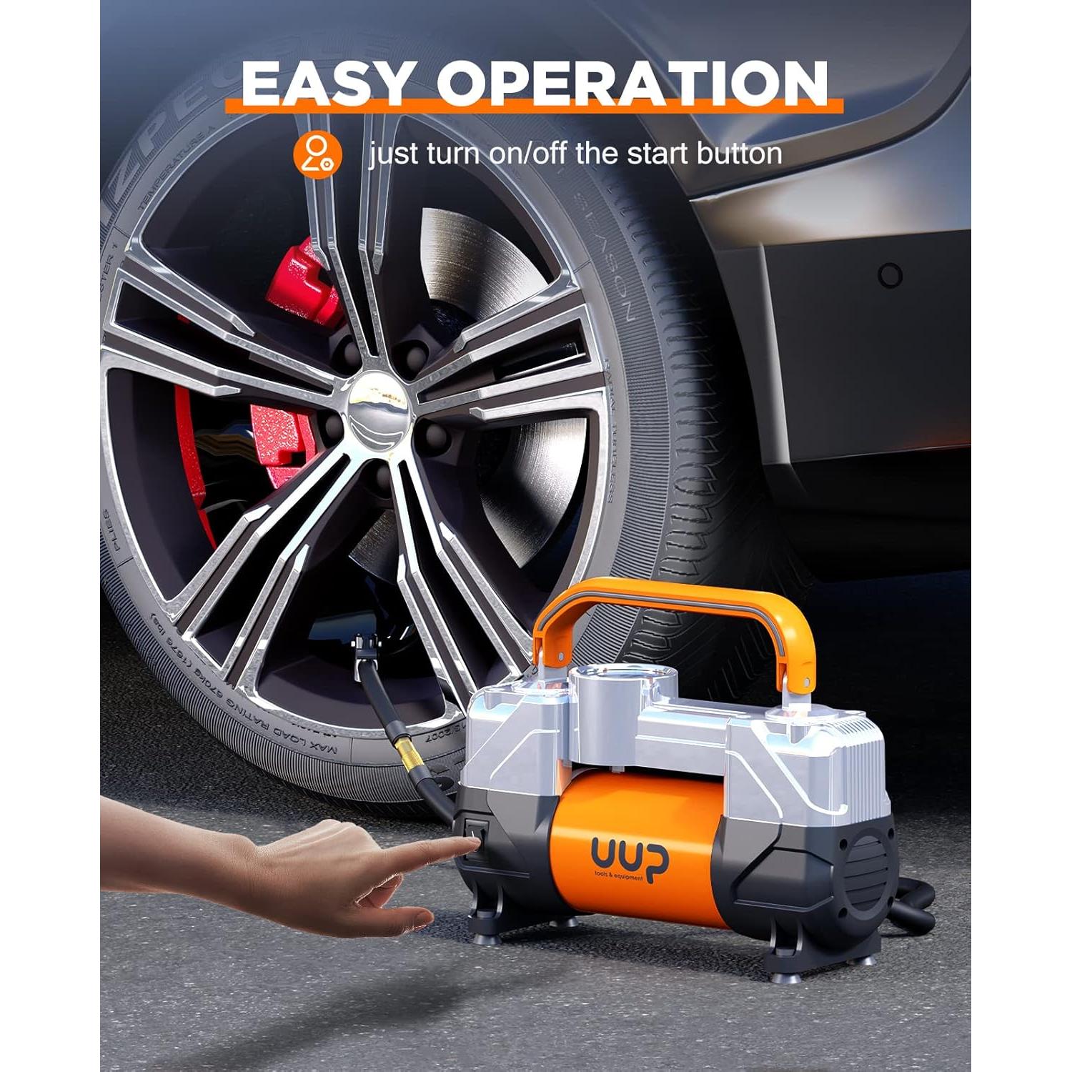 Compresor de Aire UUP 12V Doble Cilindro 150PSI Portátil