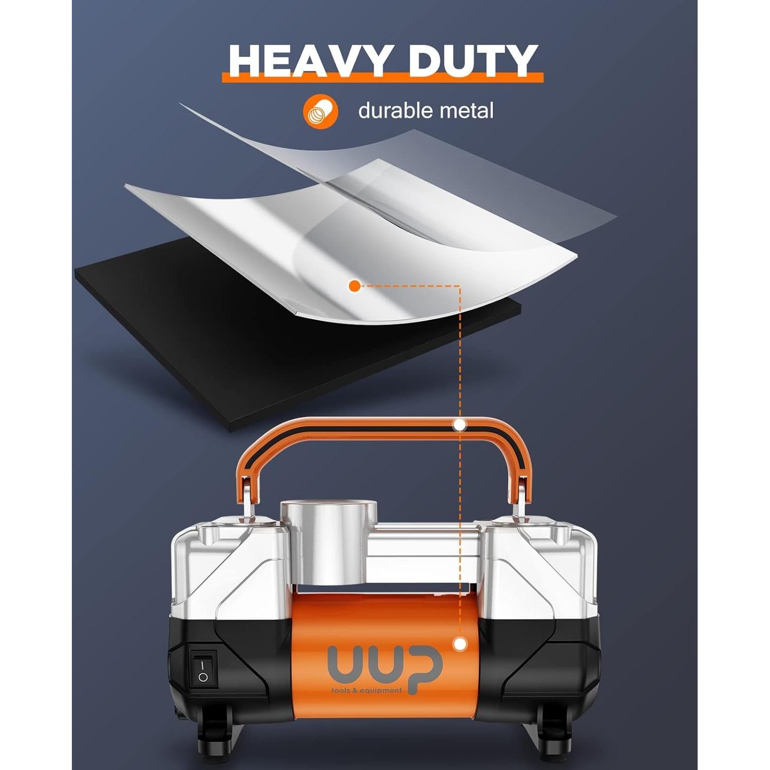 Compresor de Aire UUP 12V Doble Cilindro 150PSI Portátil