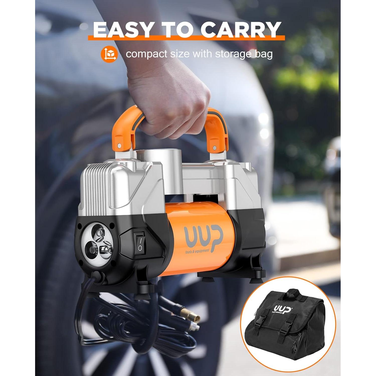 Compresor de Aire UUP 12V Doble Cilindro 150PSI Portátil