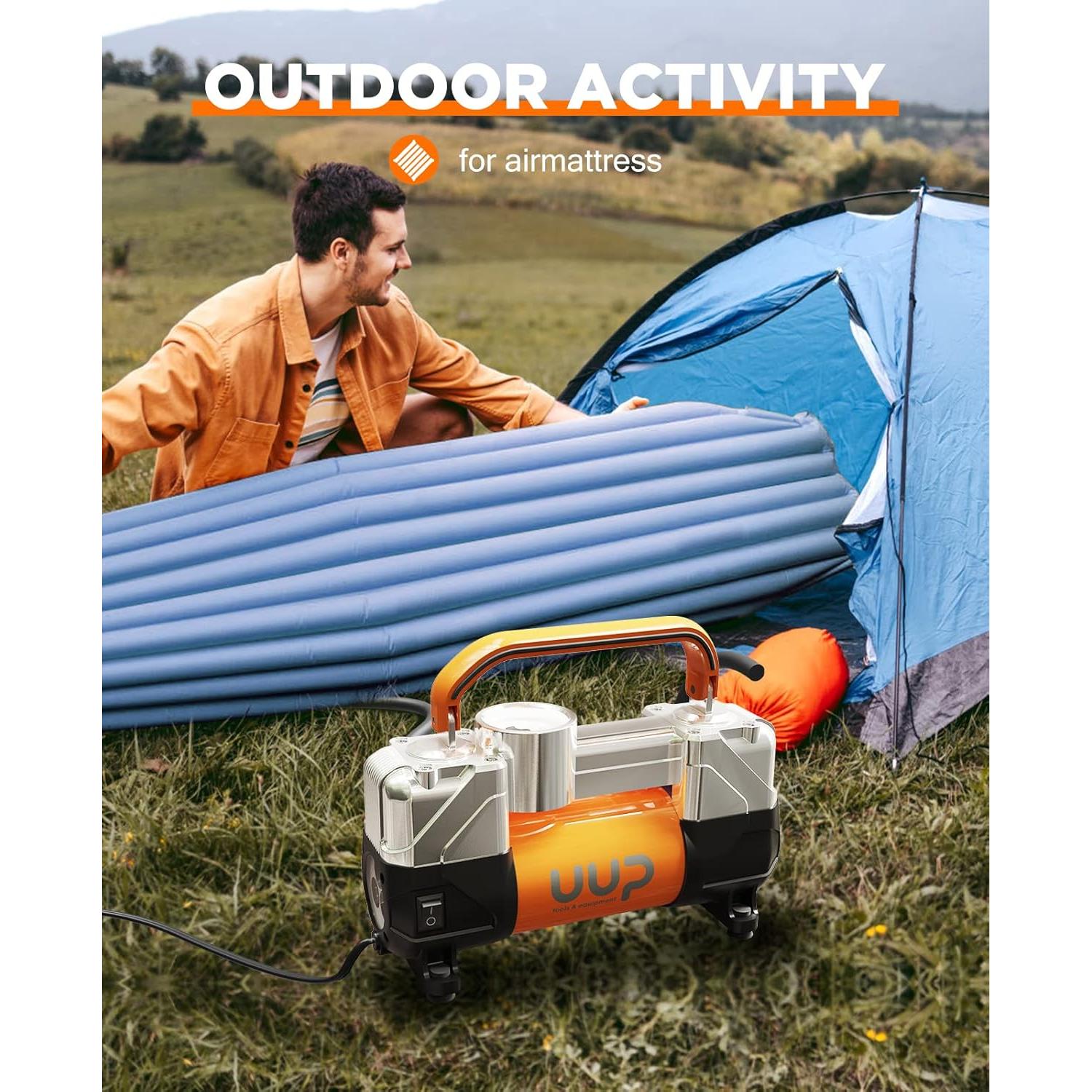 Compresor de Aire UUP 12V Doble Cilindro 150PSI Portátil