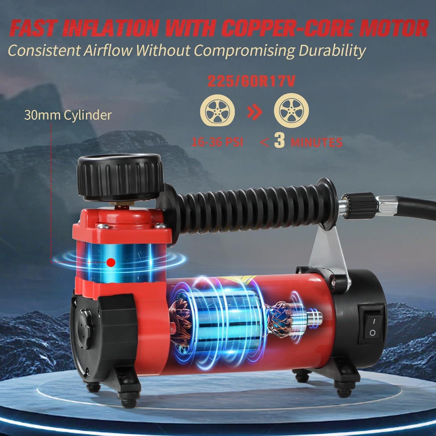 Compresor de Aire Portátil 12V AVID POWER ACAP280 - Inflado Rápido