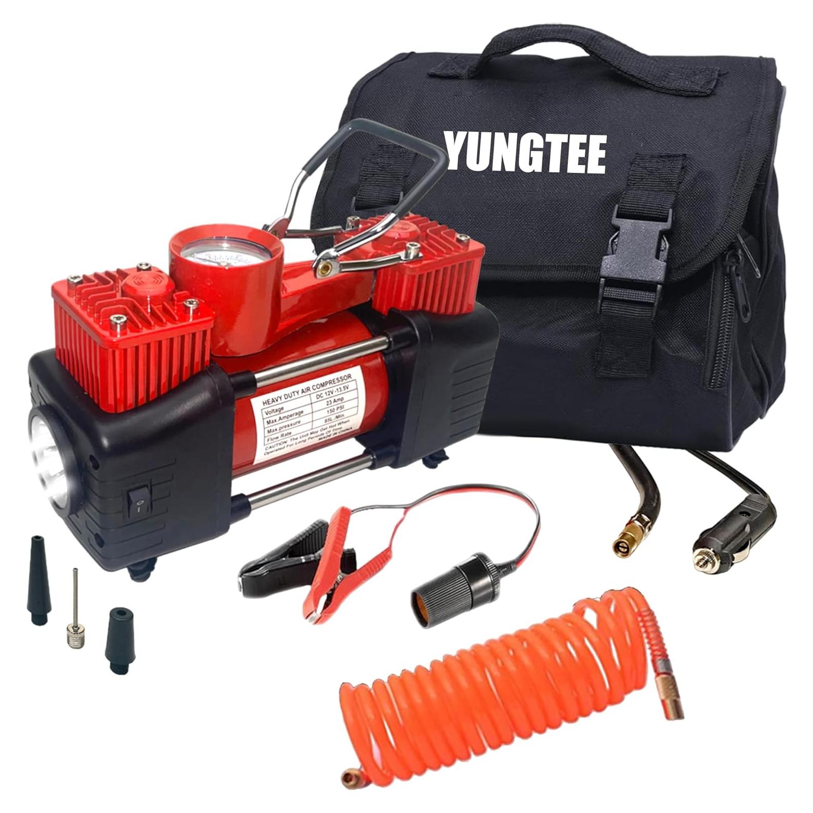 Compresor de Aire Portátil YUNGTEE 12V 150 PSI con LED