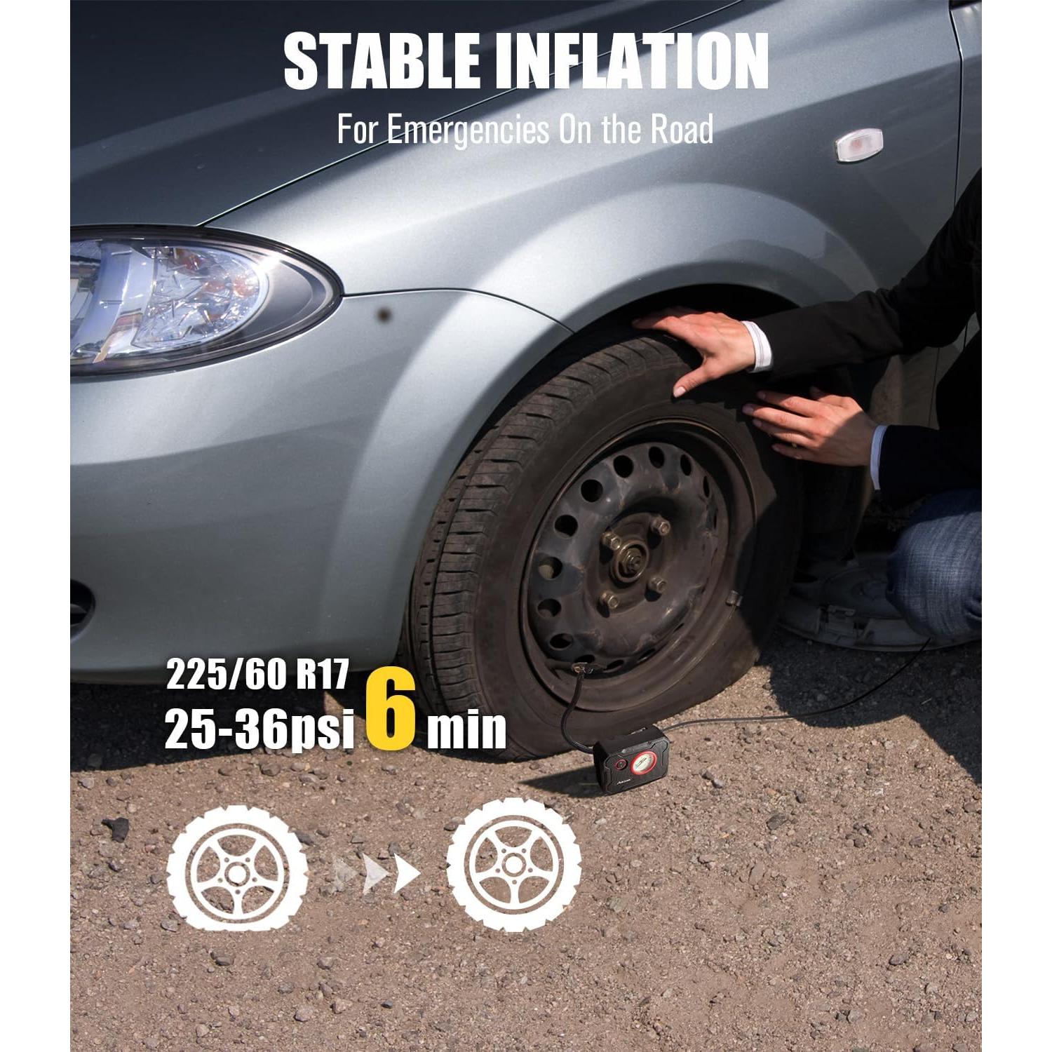 Compresor de Aire Portátil AVID POWER 12V con Medidor y Luz LED