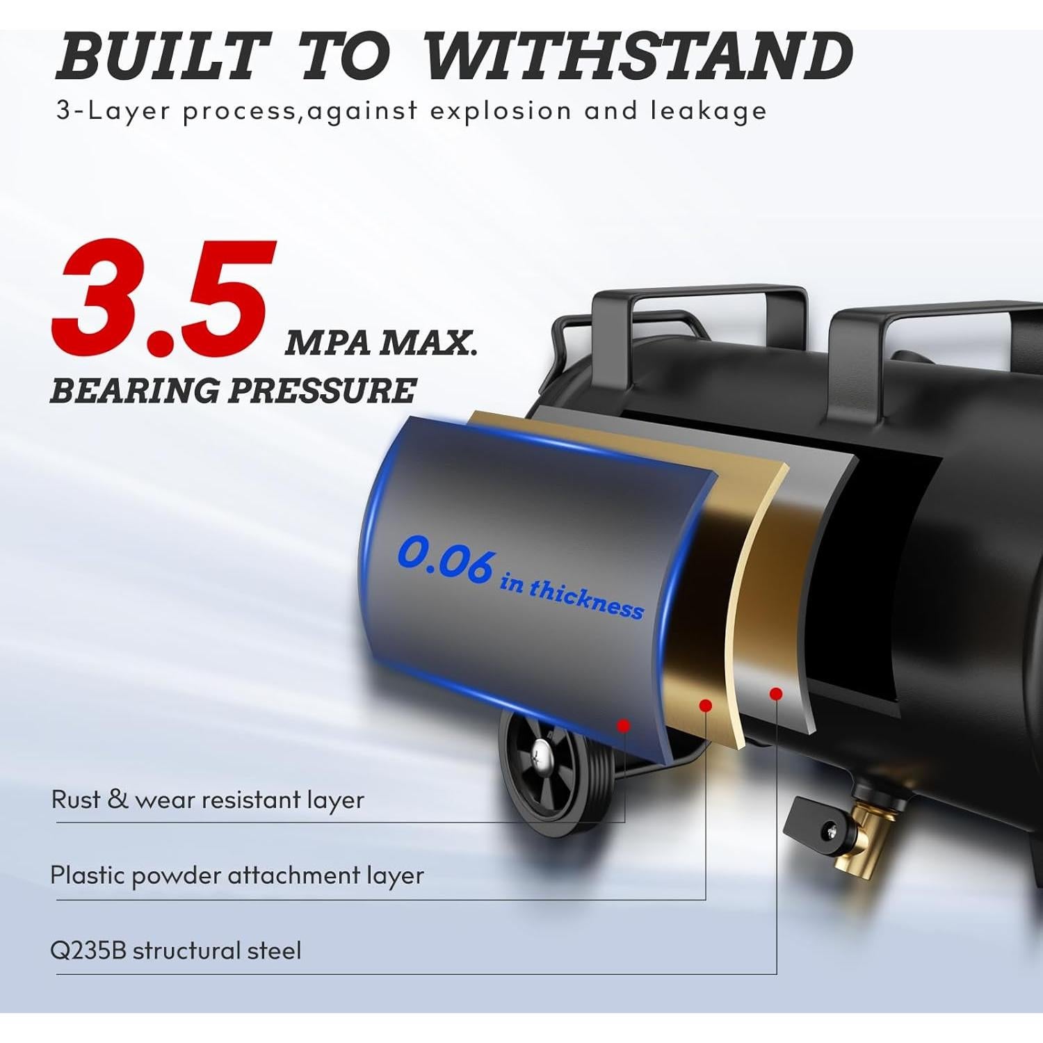 Compresor de Aire Portátil Baotree 4 Galones 0.5HP 110PSI