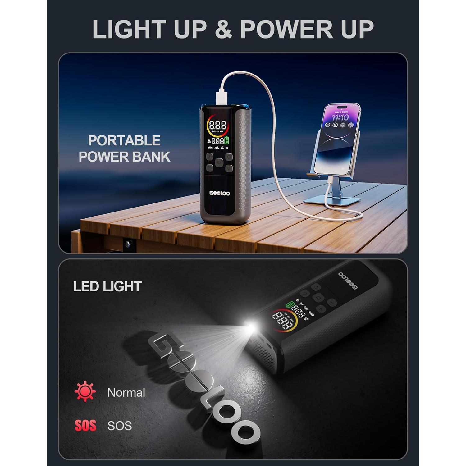 Compresor de Aire Portátil GOOLOO GT160 DUAL 160 PSI