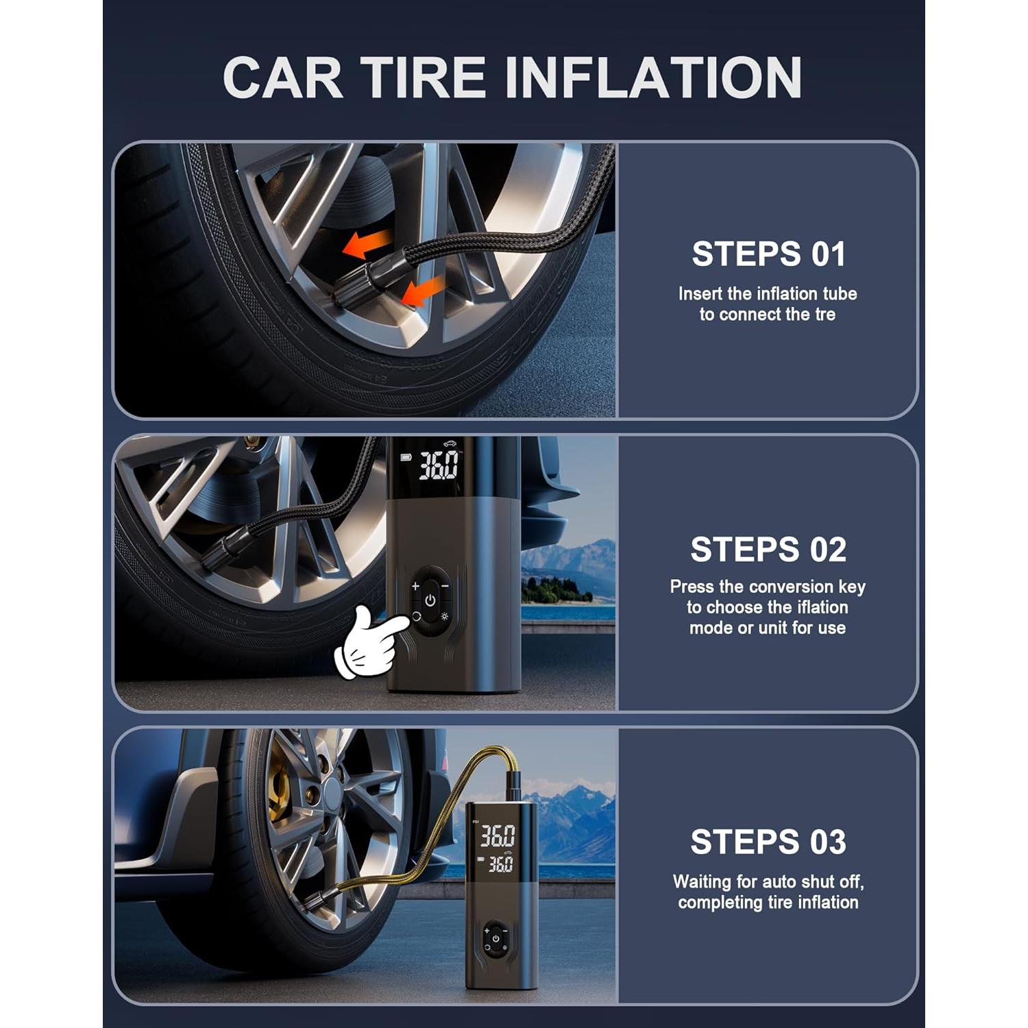Compresor de Aire Portátil CKWUE C7 180 PSI Inalámbrico
