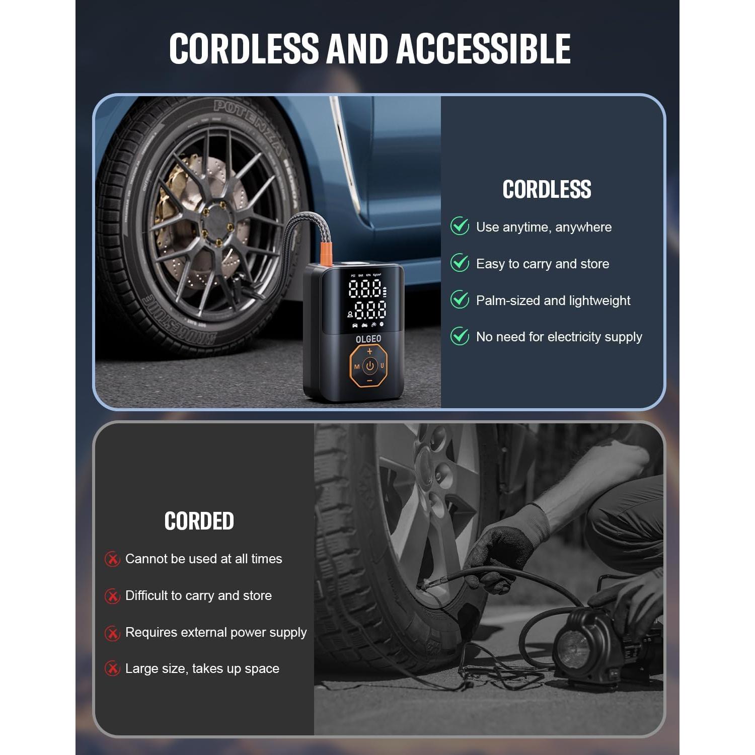 Compresor de Aire Portátil Olgeo M5 160 PSI con Manómetro Digital