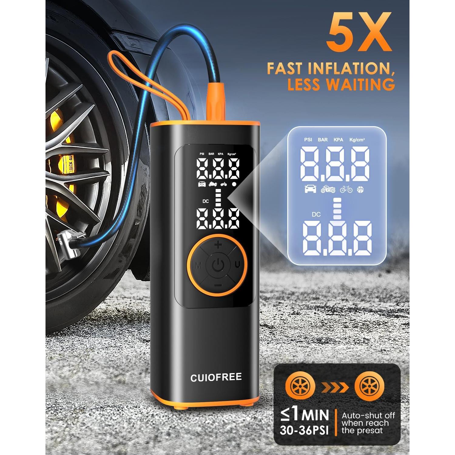 Inflador de Neumáticos Inalámbrico CUIOFREE 150PSI Portátil