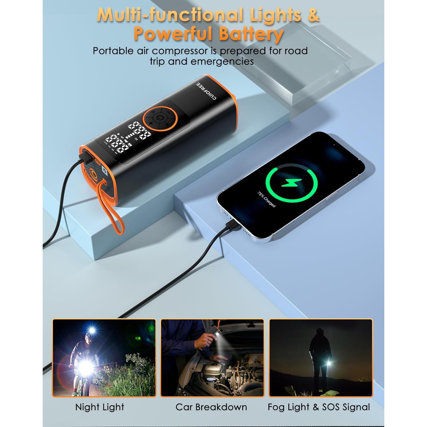 Inflador de Neumáticos Inalámbrico CUIOFREE 150PSI Portátil