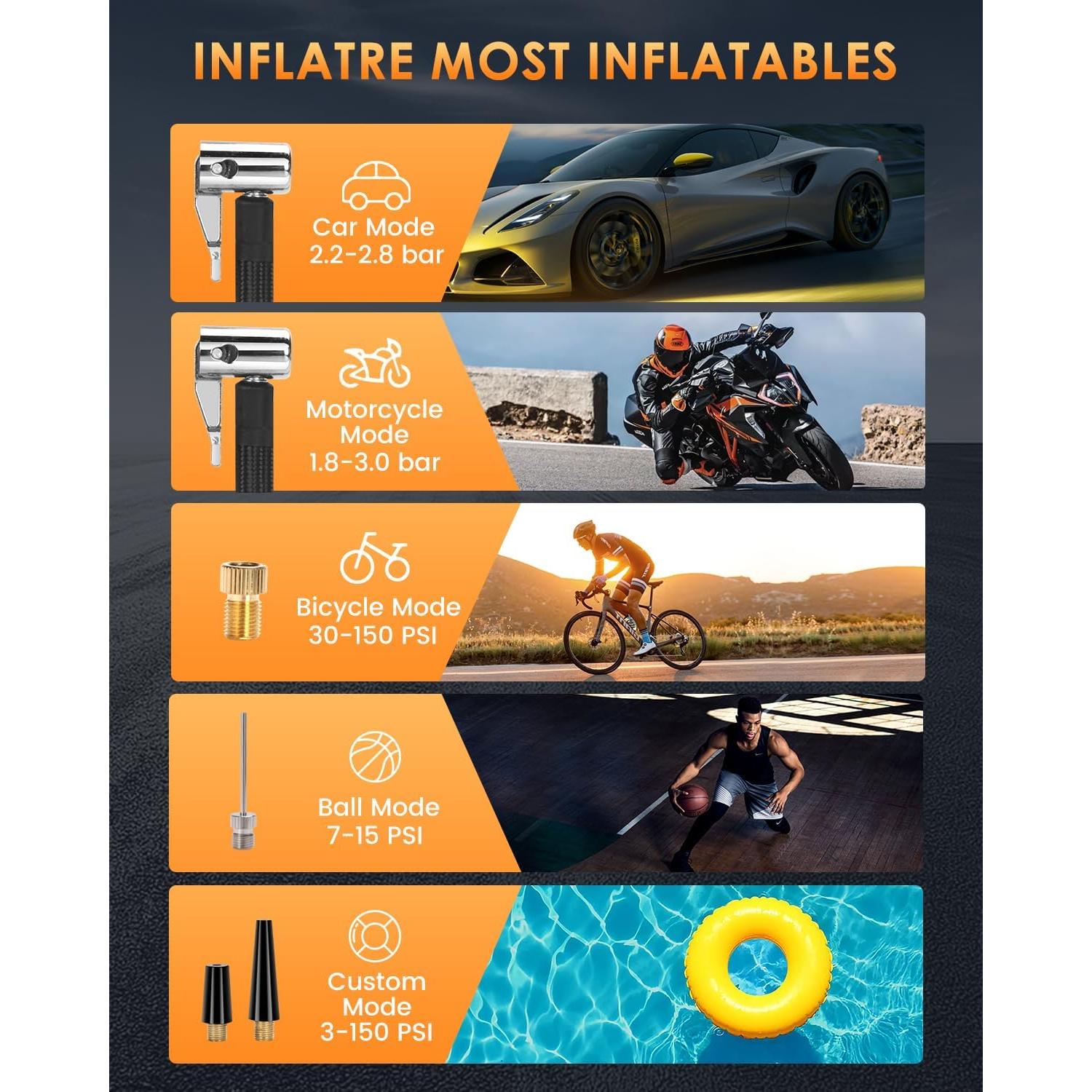 Inflador de Neumáticos Inalámbrico CUIOFREE 150PSI Portátil