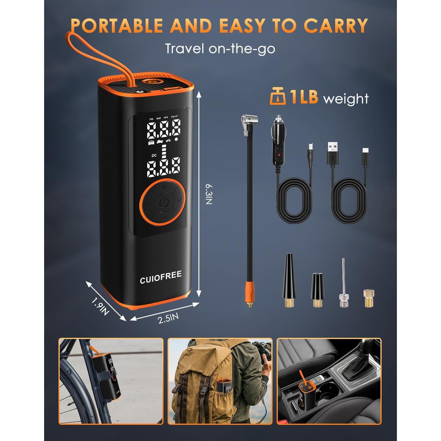 Inflador de Neumáticos Inalámbrico CUIOFREE 150PSI Portátil