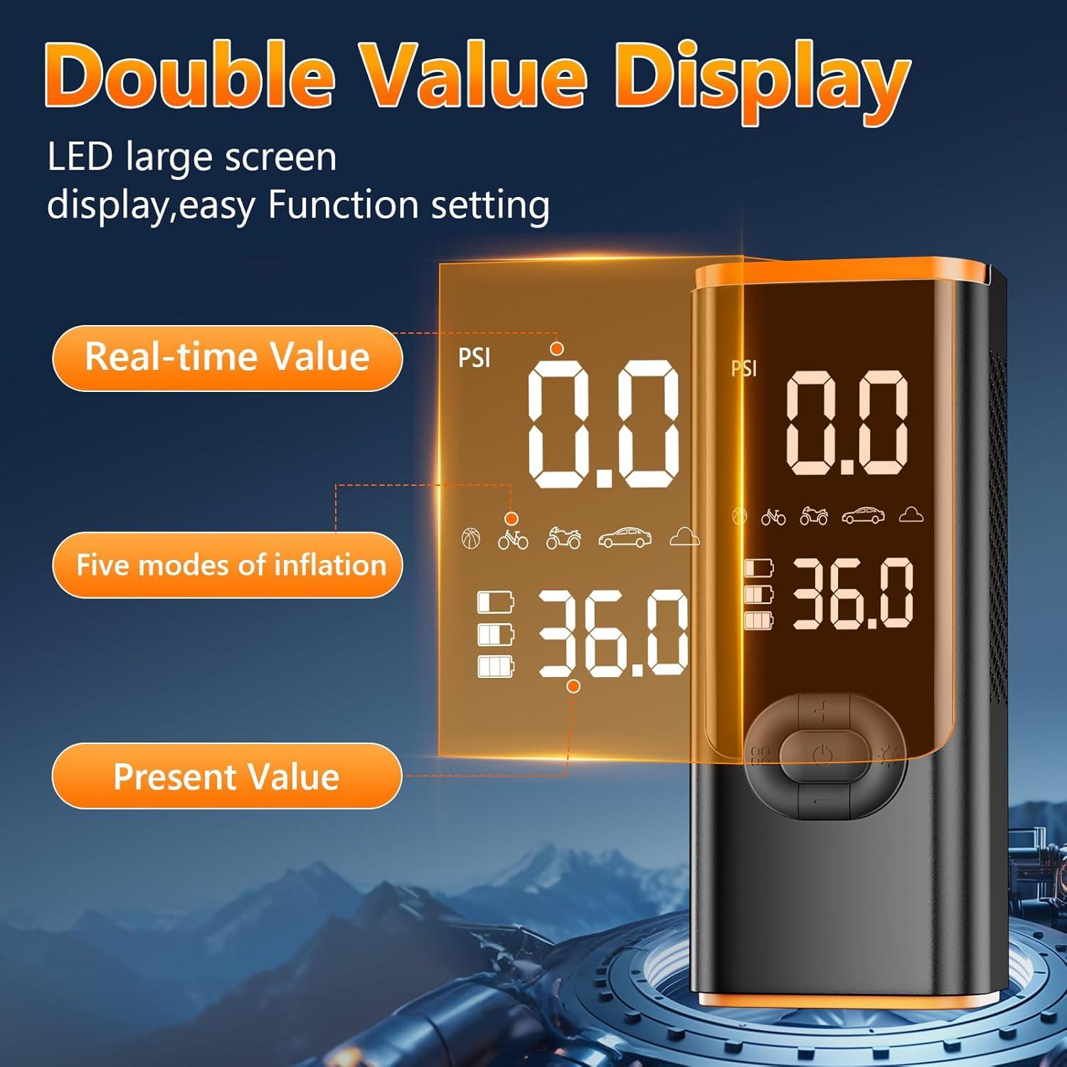 Compresor de Aire Portátil LQHUE 180PSI 25000mAh con Manómetro