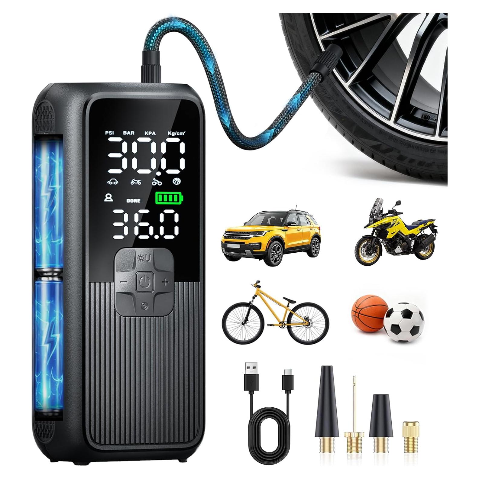 Compresor de Aire Portátil Anycash T05-E 150PSI con Luz LED